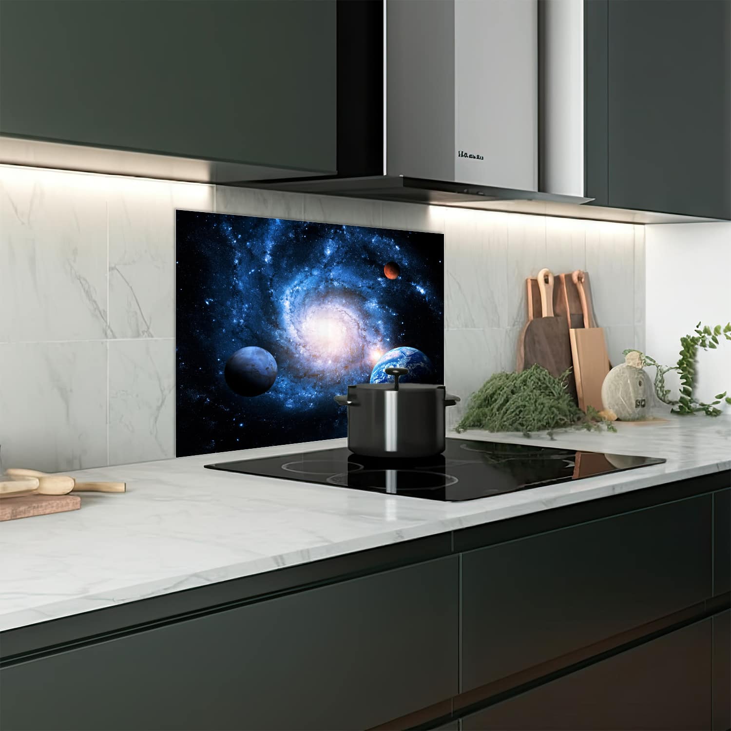Eigen afmeting spatscherm-op-maat Keuken - Hittebestendig gehard glas - Planeten van het Zonnestelsel