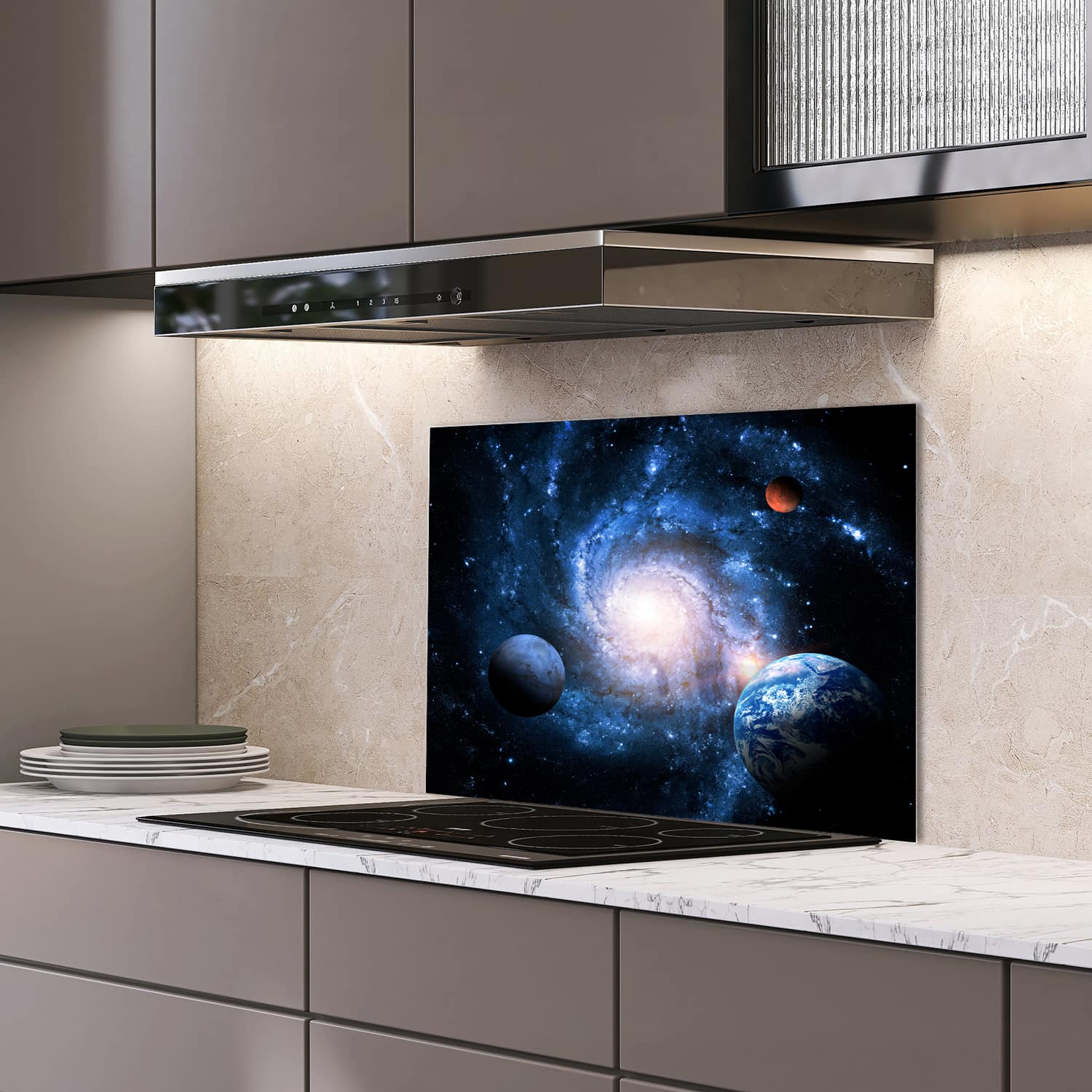 Eigen afmeting spatscherm-op-maat Keuken - Hittebestendig gehard glas - Planeten van het Zonnestelsel
