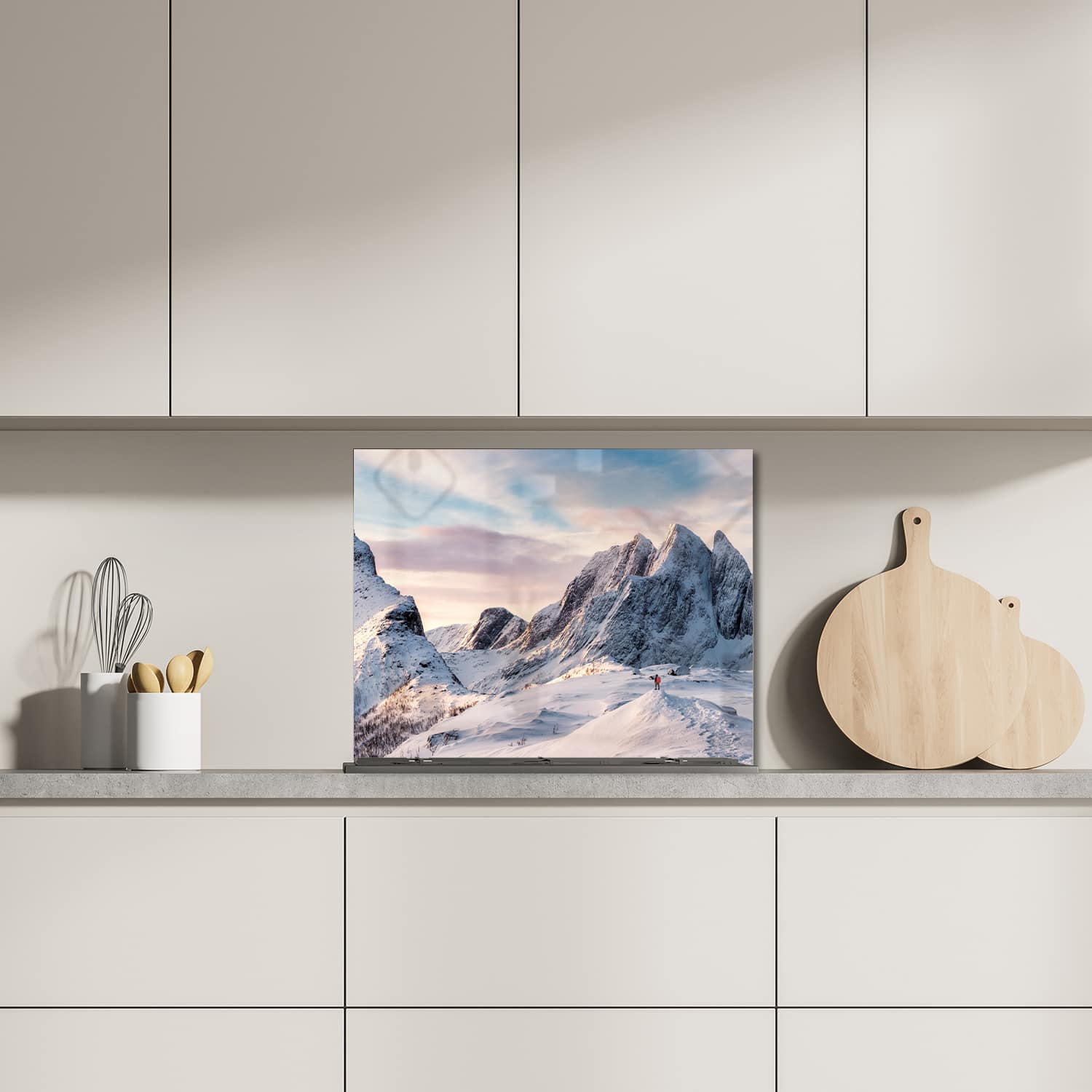 Eigen afmeting spatscherm-op-maat Keuken - Hittebestendig gehard glas - Sneeuwige Bergtop