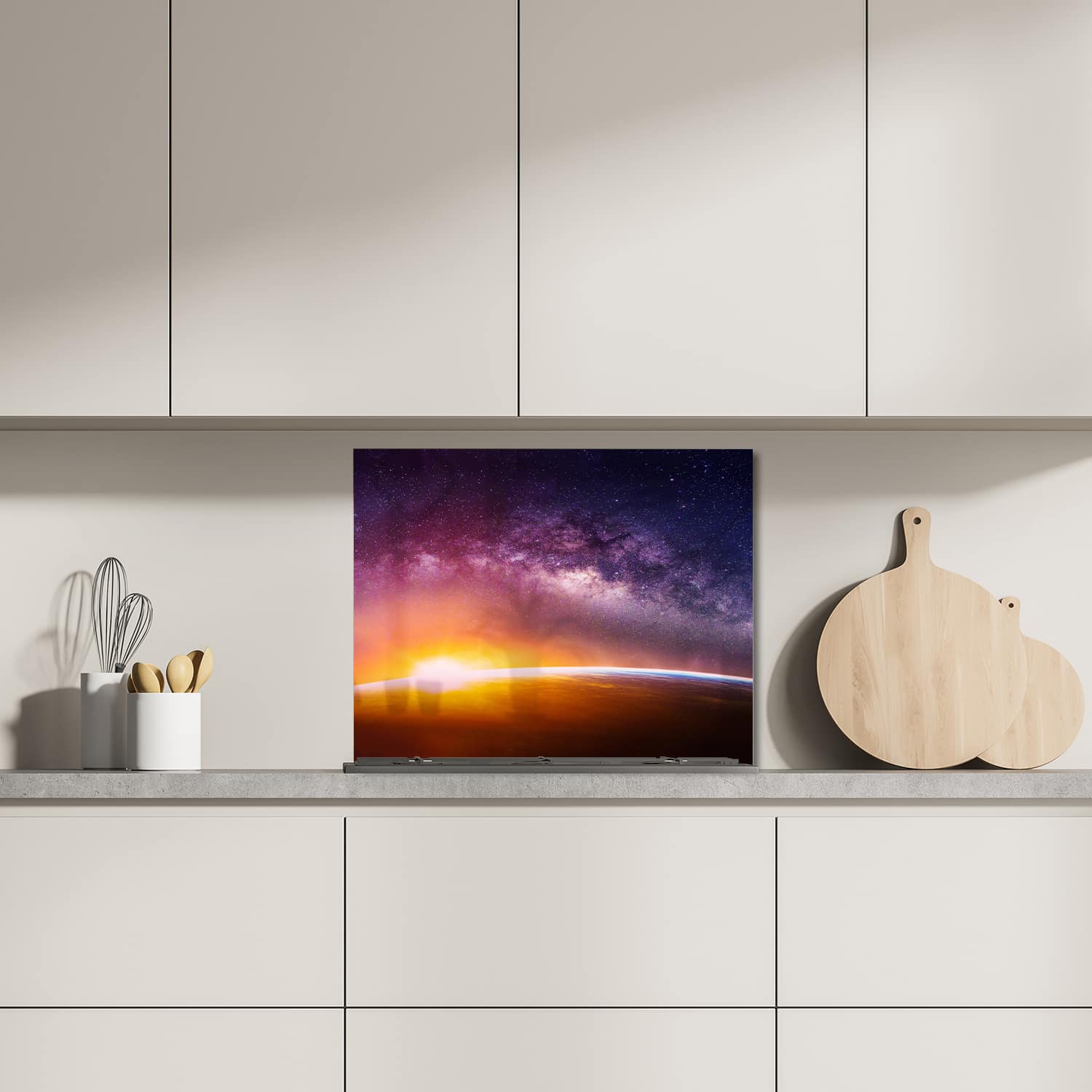 Eigen afmeting spatscherm-op-maat Keuken - Hittebestendig gehard glas - Landschap met Melkwegstelsel
