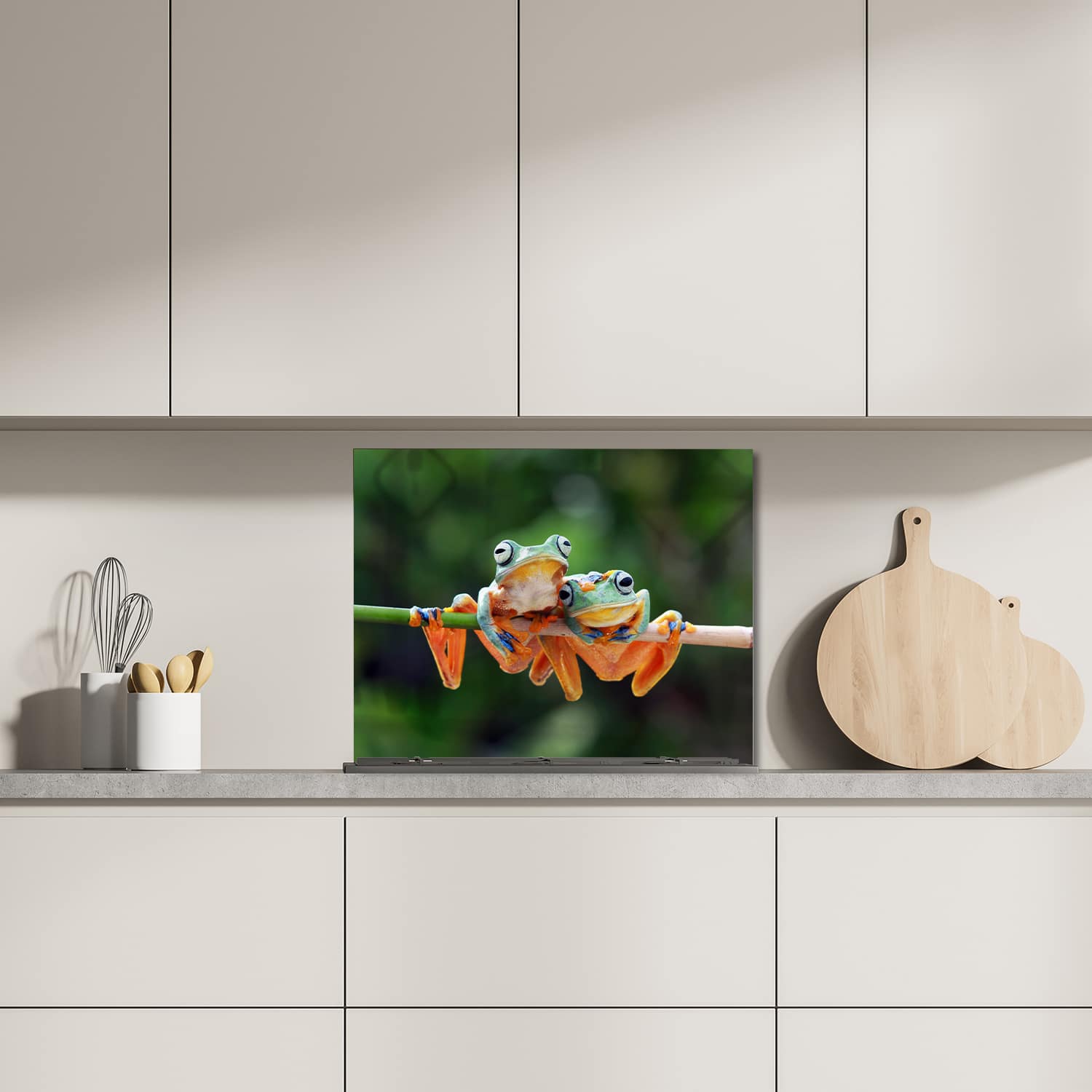 Eigen afmeting spatscherm-op-maat Keuken - Hittebestendig gehard glas - Twee Boomkikkers