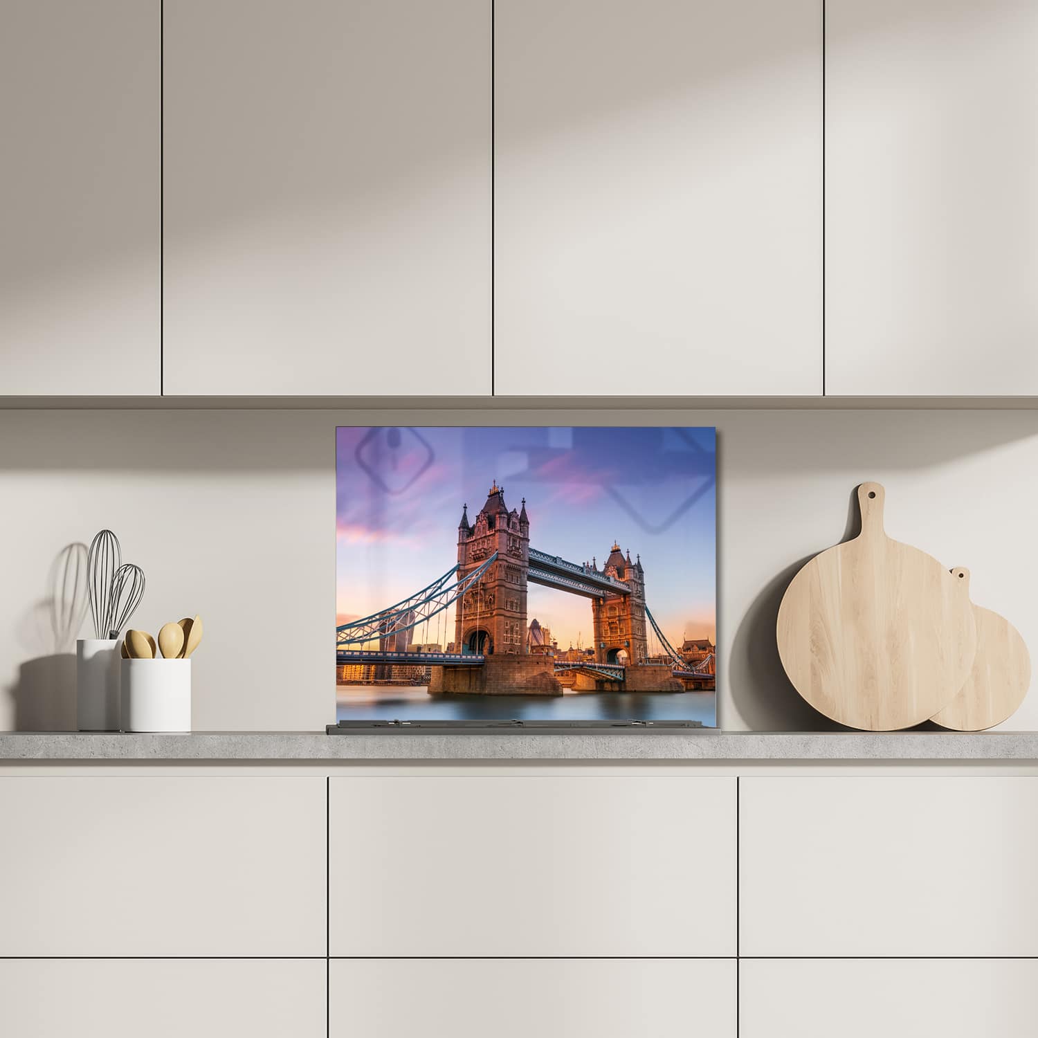 Eigen afmeting spatscherm-op-maat Keuken - Hittebestendig gehard glas - Tower Bridge bij Zonsondergang