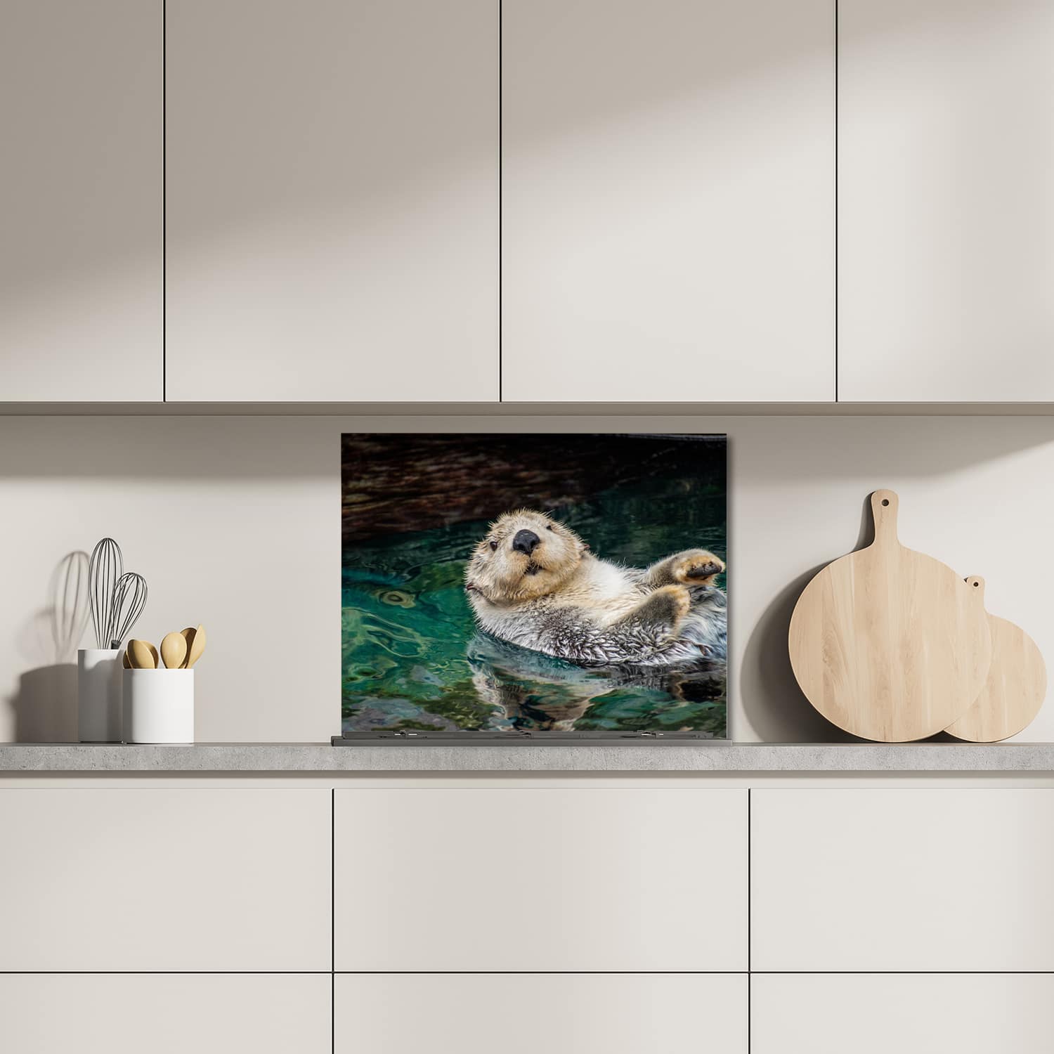 Eigen afmeting spatscherm-op-maat Keuken - Hittebestendig gehard glas - Zeeotter