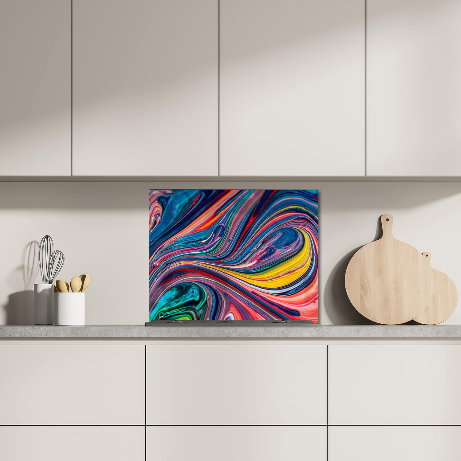 Eigen afmeting spatscherm-op-maat Keuken - Hittebestendig gehard glas - Kleurijke Acrylverf