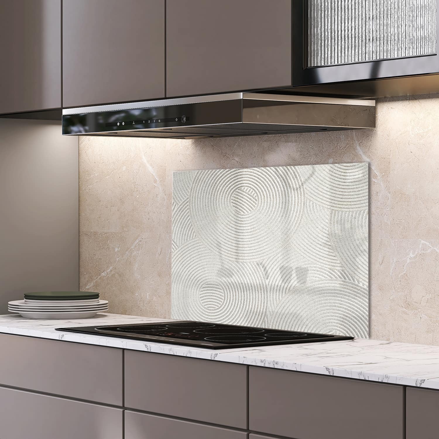 Eigen afmeting spatscherm-op-maat Keuken - Hittebestendig gehard glas - Zen Patroon