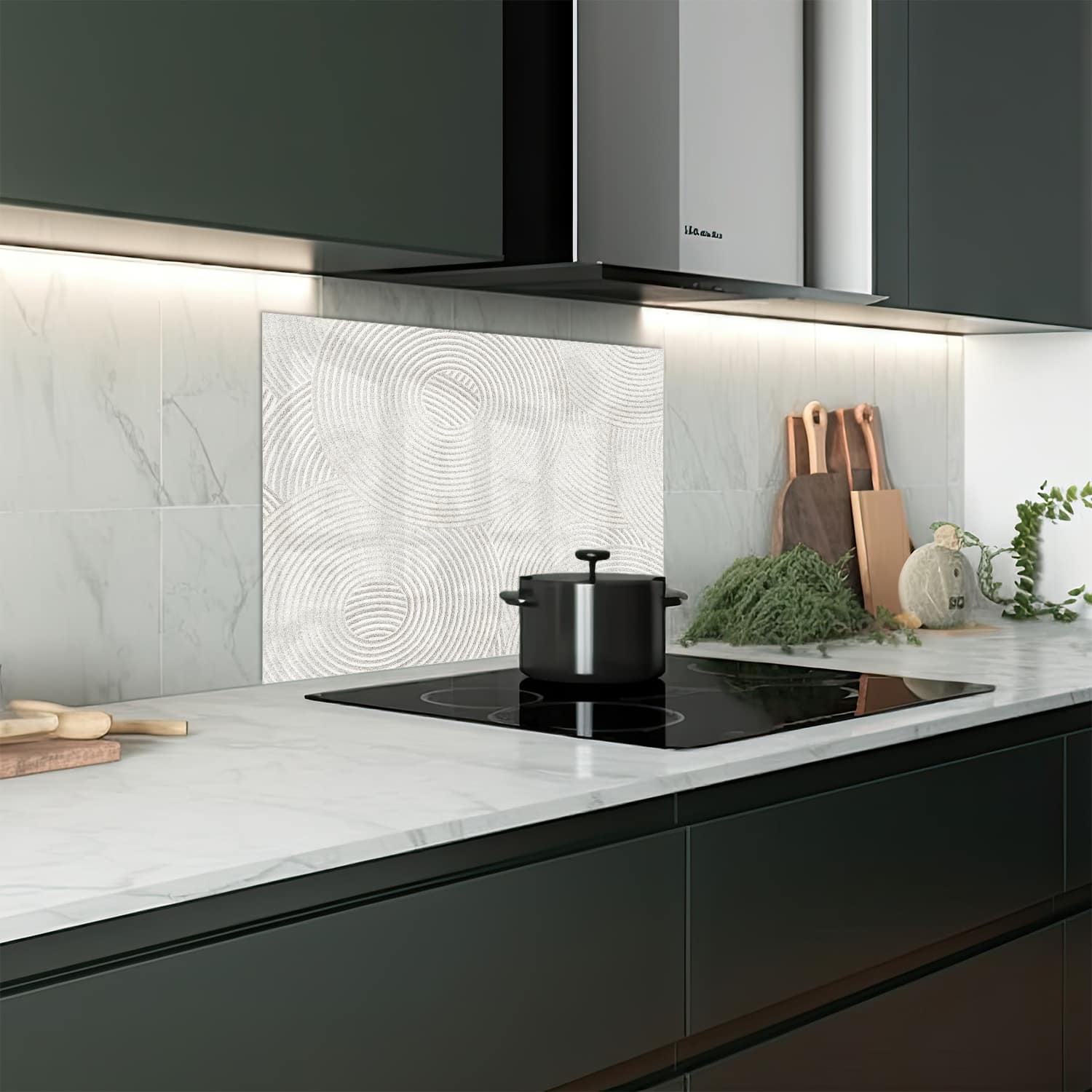 Eigen afmeting spatscherm-op-maat Keuken - Hittebestendig gehard glas - Zen Patroon