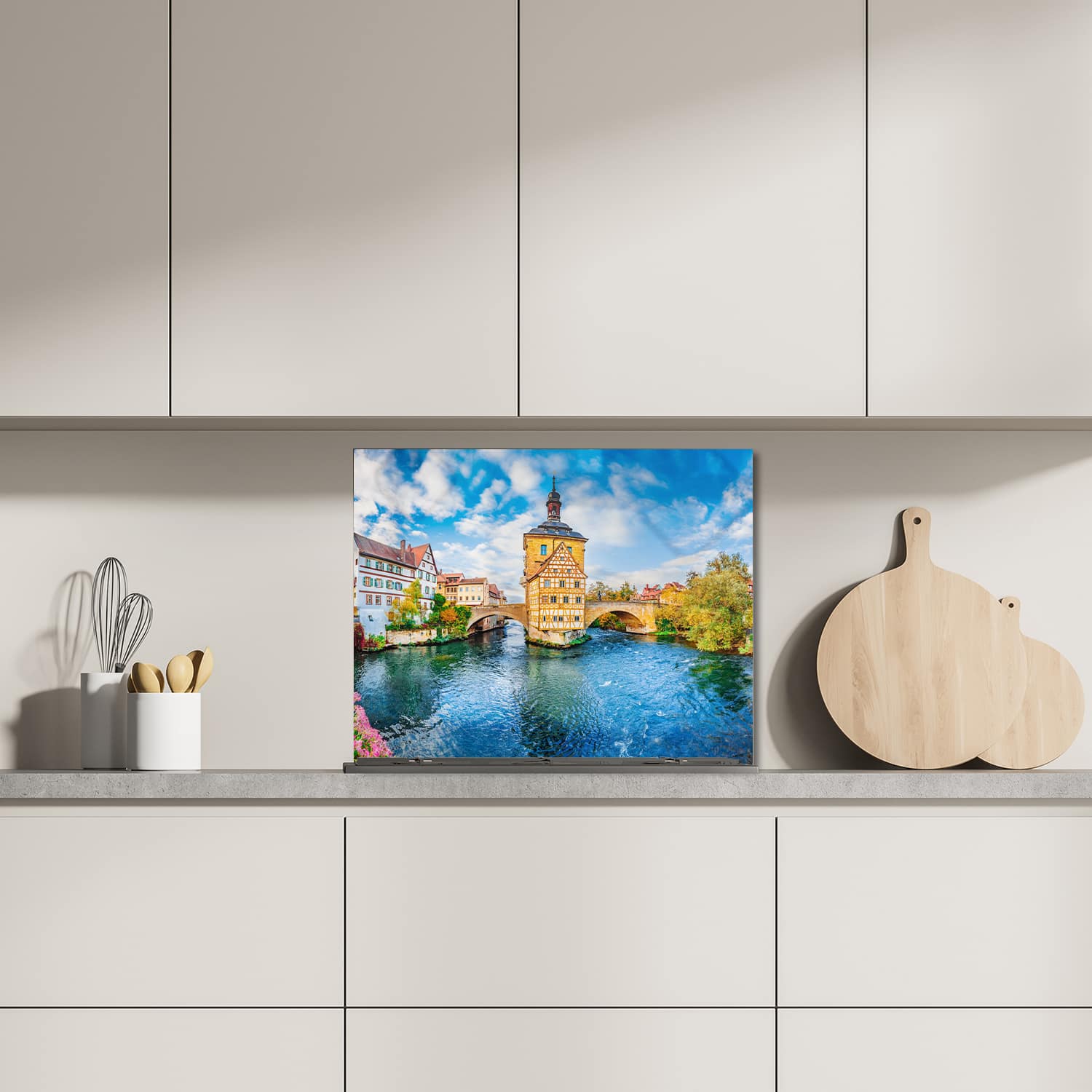 Eigen afmeting spatscherm-op-maat Keuken - Hittebestendig gehard glas - Oude Stad van Bamberg