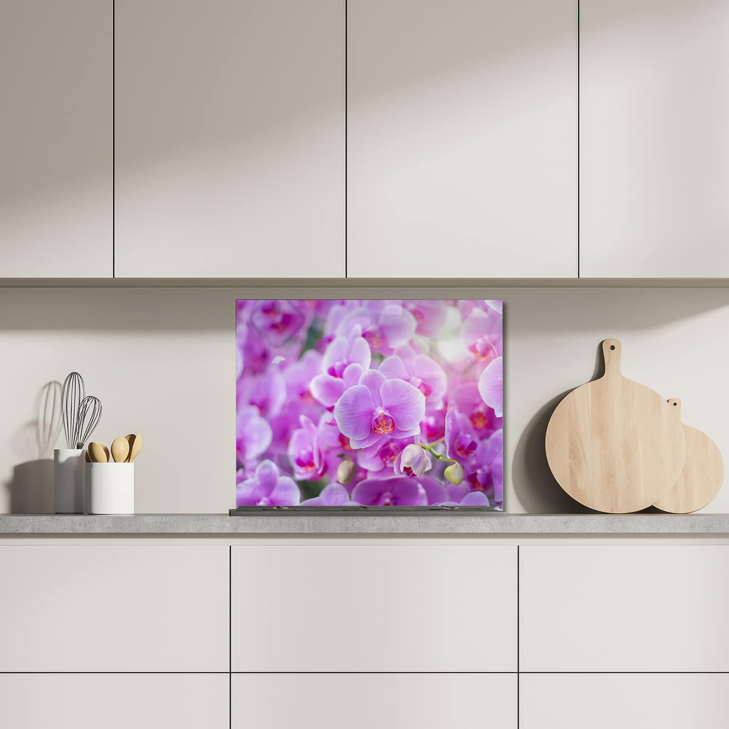 Eigen afmeting spatscherm-op-maat Keuken - Hittebestendig gehard glas - Stralende OrchideeÃÆ Æ Â«n