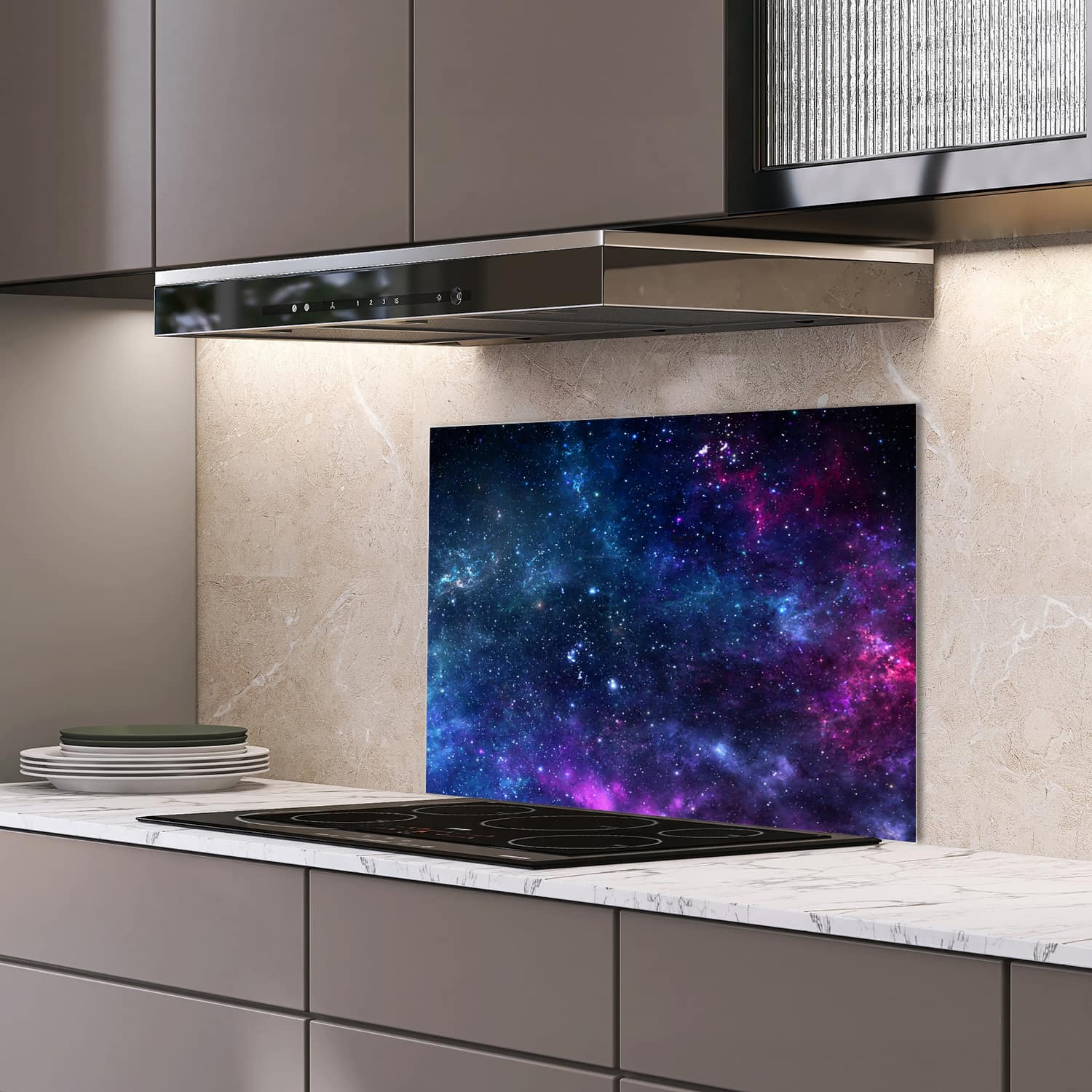 Eigen afmeting spatscherm-op-maat Keuken - Hittebestendig gehard glas - Dieptes van de Ruimte