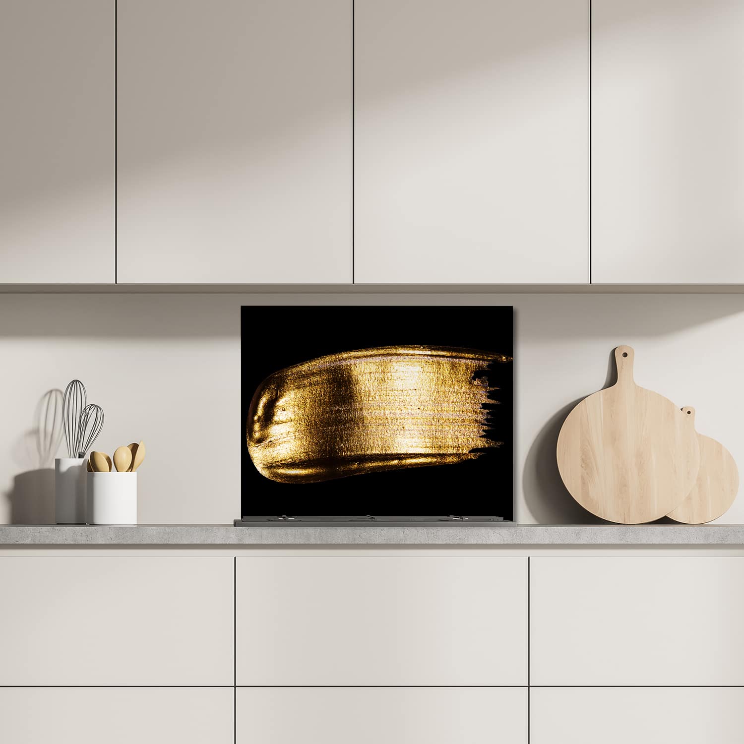 Eigen afmeting spatscherm-op-maat Keuken - Hittebestendig gehard glas - Gouden Penseelstreek
