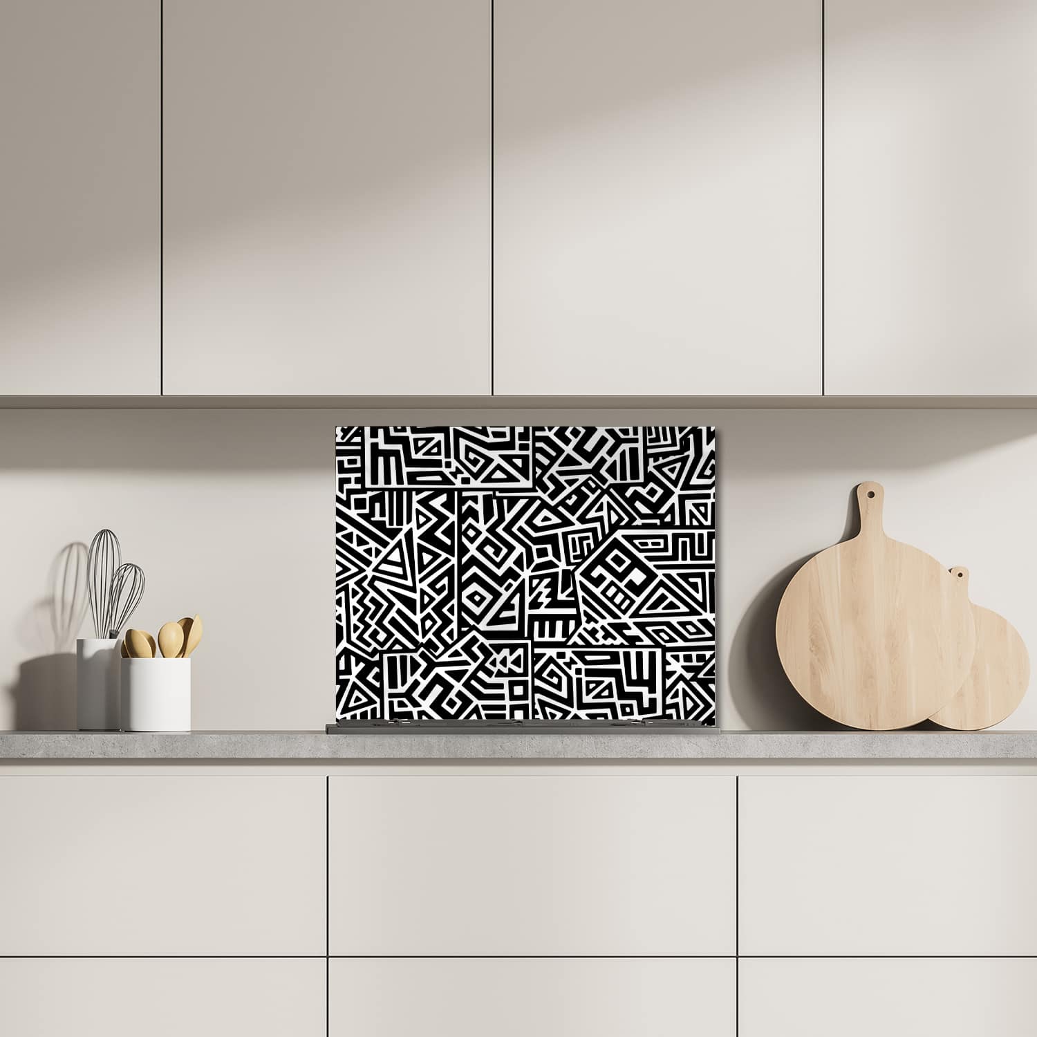 Eigen afmeting spatscherm-op-maat Keuken - Hittebestendig gehard glas - Etnisch Patroon