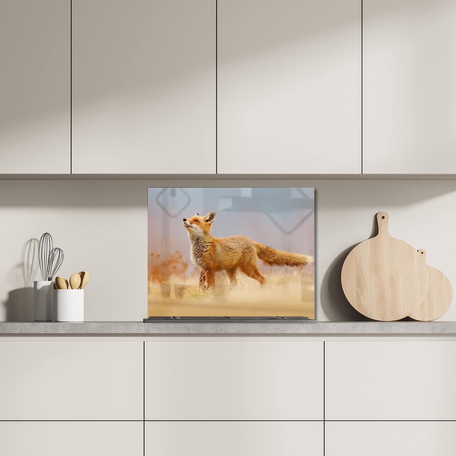 Eigen afmeting spatscherm-op-maat Keuken - Hittebestendig gehard glas - Rode Vos