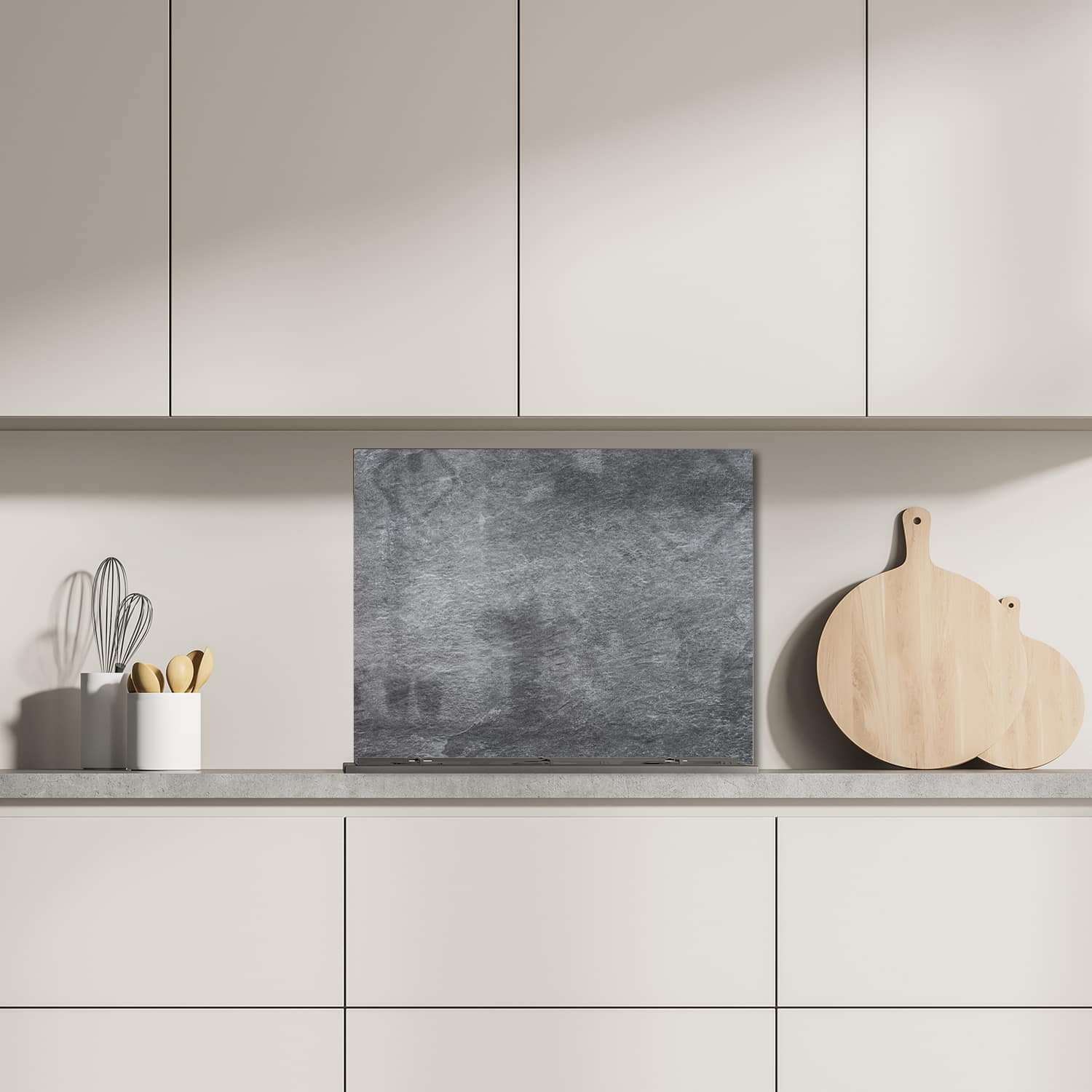 Eigen afmeting spatscherm-op-maat Keuken - Hittebestendig gehard glas - Natuurlijke Grijze Graniet