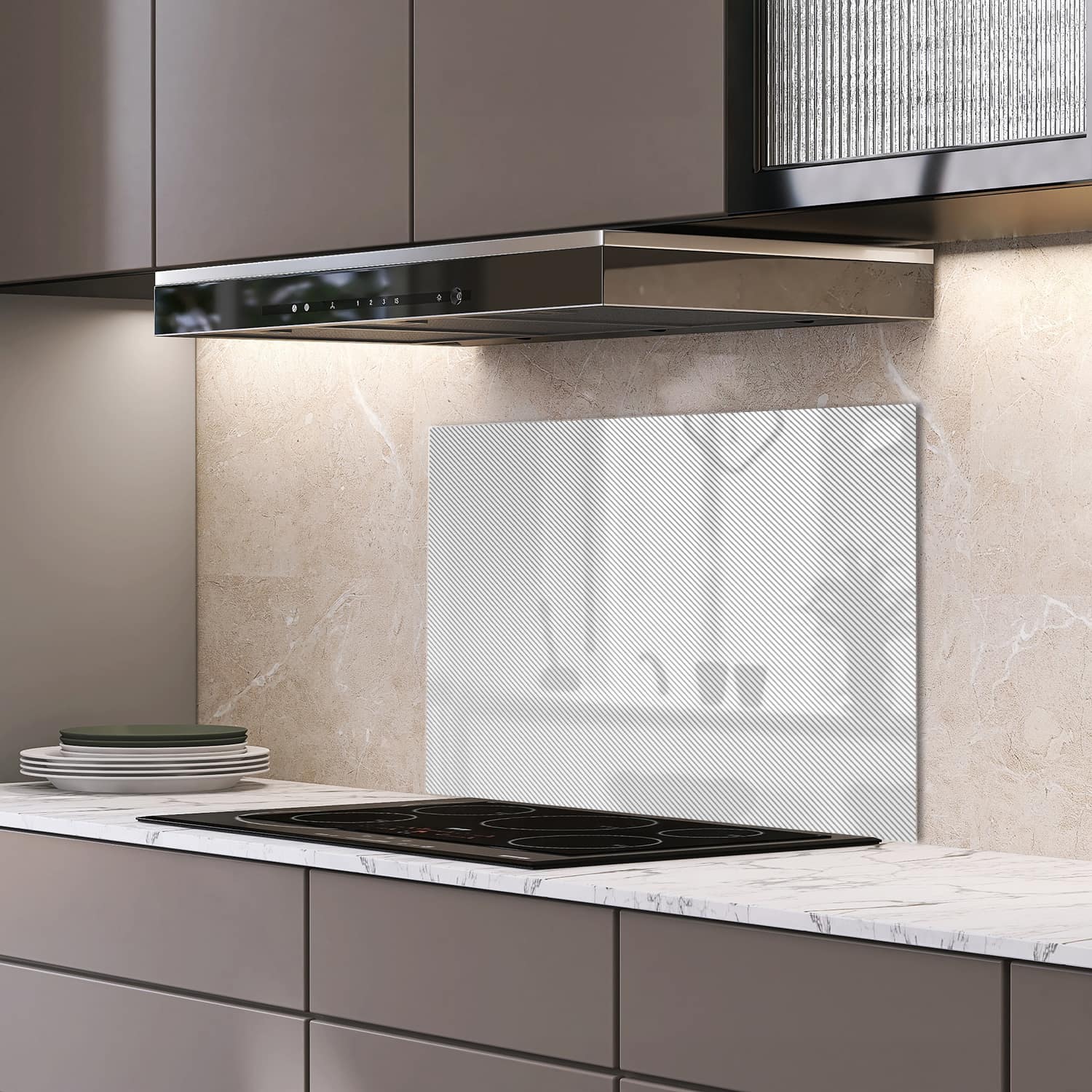 Eigen afmeting spatscherm-op-maat Keuken - Hittebestendig gehard glas - Abstracte Lijnen Textuur