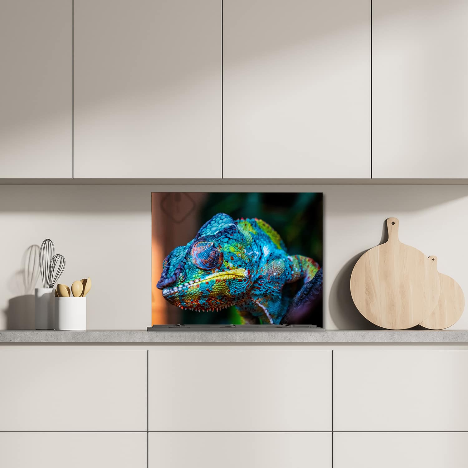 Eigen afmeting spatscherm-op-maat Keuken - Hittebestendig gehard glas - Gekleurde Kameleon