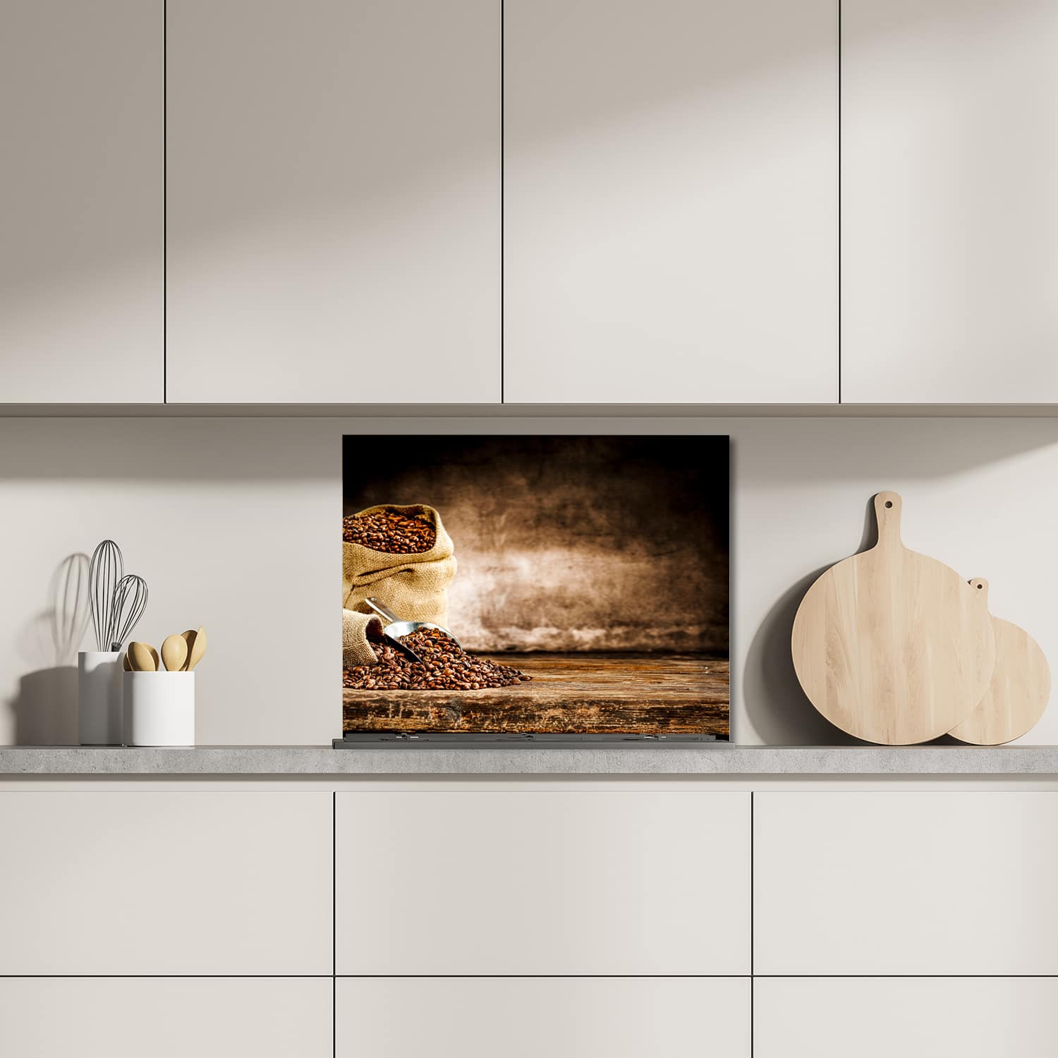Eigen afmeting spatscherm-op-maat Keuken - Hittebestendig gehard glas - Aroma van Koffie