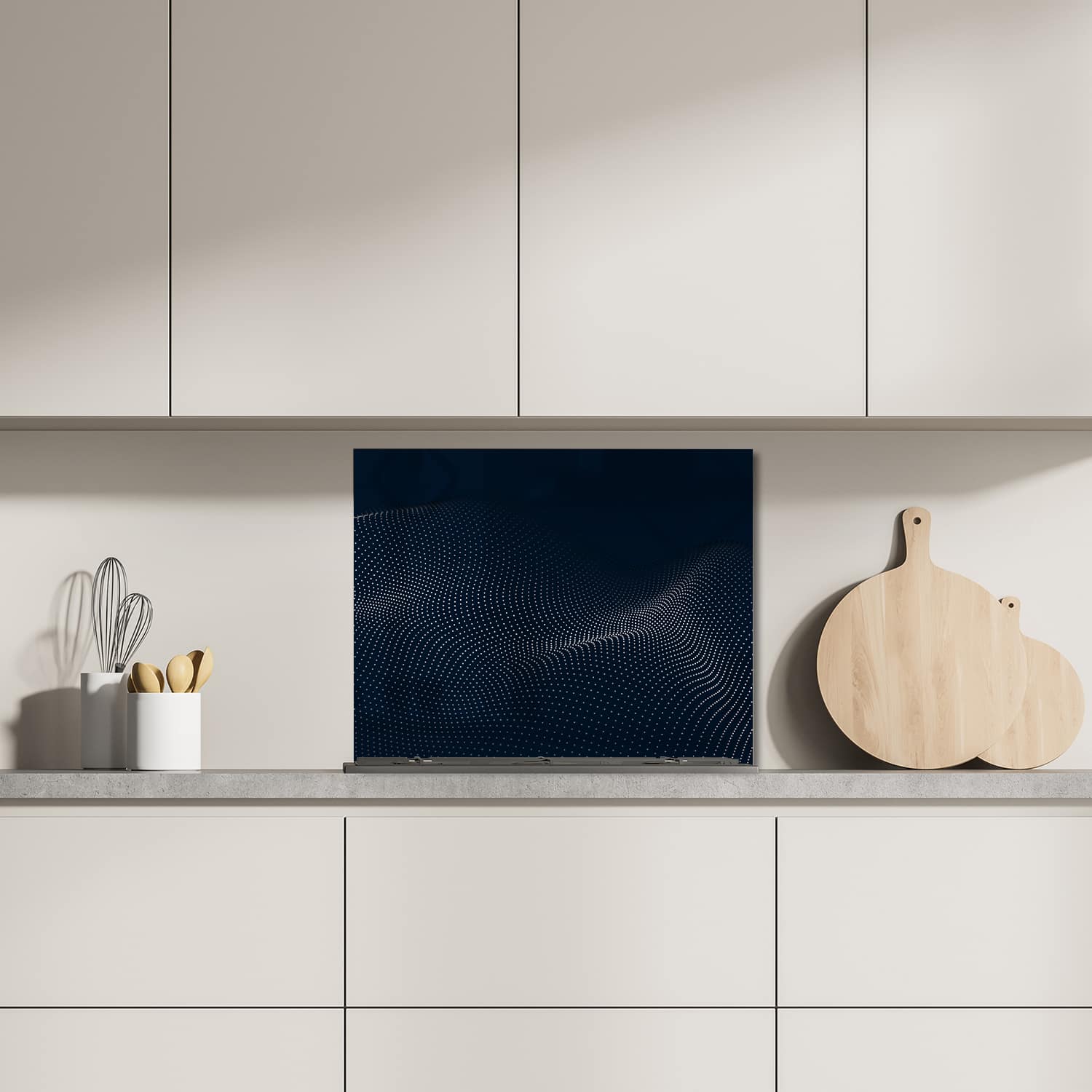 Eigen afmeting spatscherm-op-maat Keuken - Hittebestendig gehard glas - Digitale Golven
