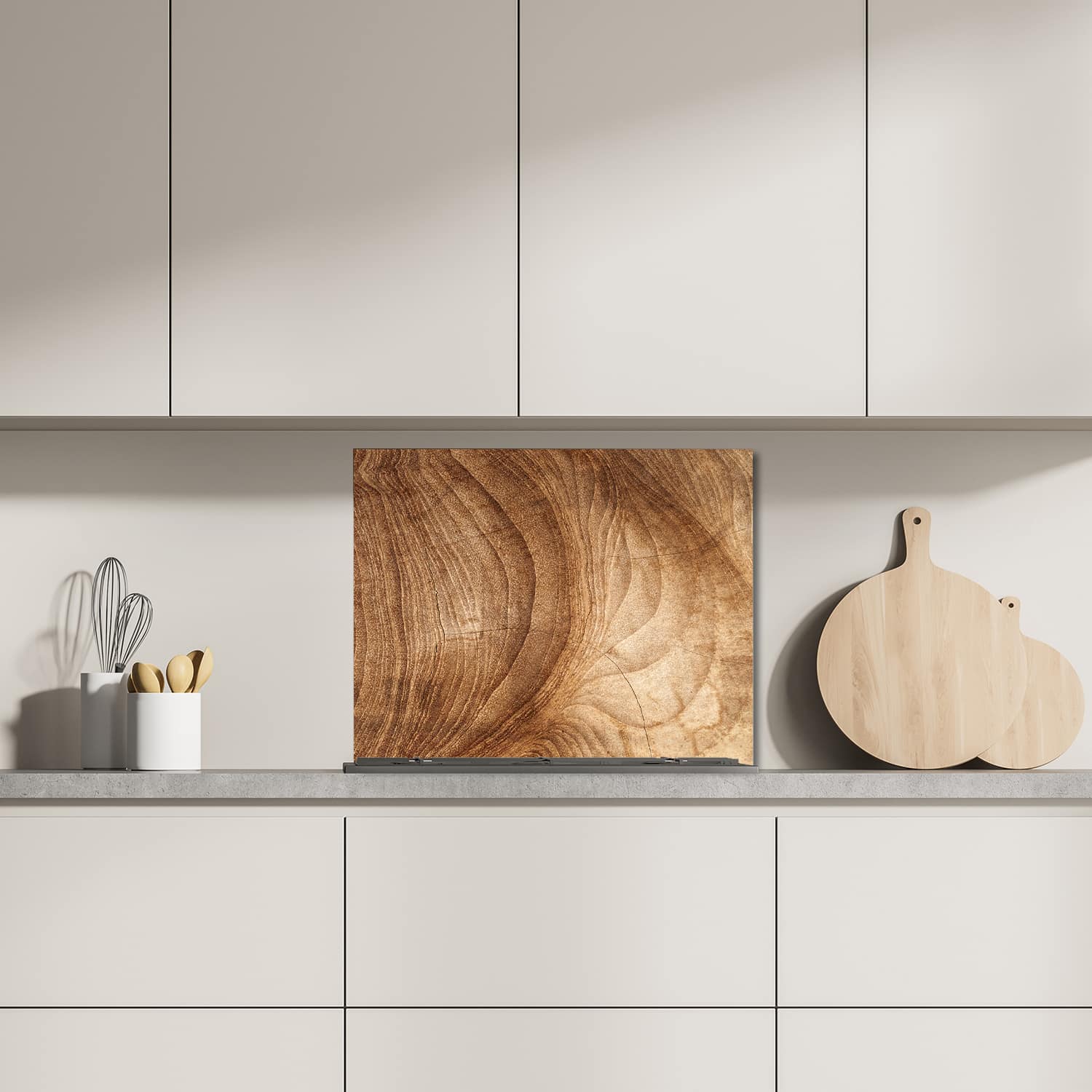Eigen afmeting spatscherm-op-maat Keuken - Hittebestendig gehard glas - Hout Textuur