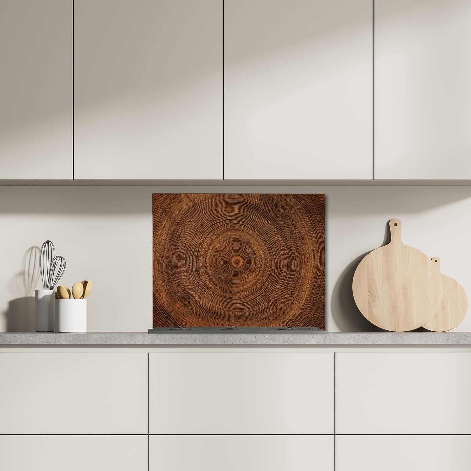 Eigen afmeting spatscherm-op-maat Keuken - Hittebestendig gehard glas - Boomringen