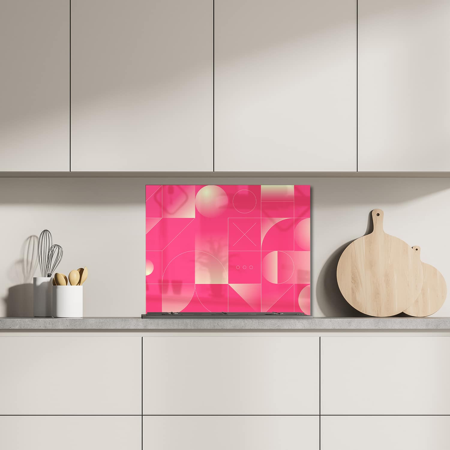 Eigen afmeting spatscherm-op-maat Keuken - Hittebestendig gehard glas - Rood Abstract Kunstwerk