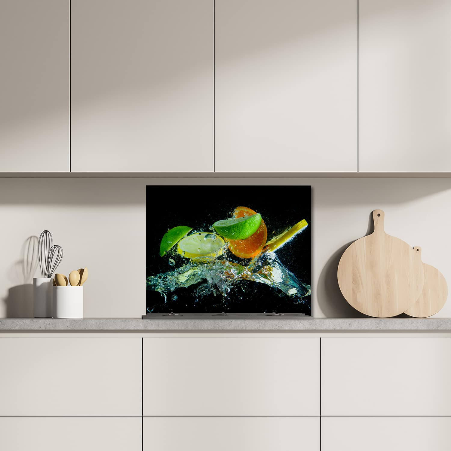 Eigen afmeting spatscherm-op-maat Keuken - Hittebestendig gehard glas - Citrus Splash