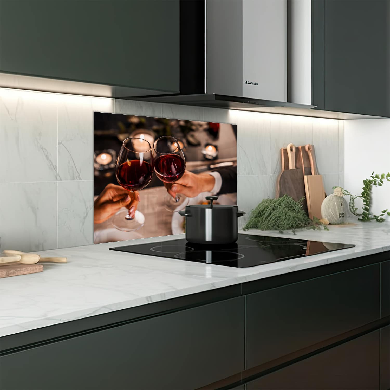 Eigen afmeting spatscherm-op-maat Keuken - Hittebestendig gehard glas - Proosten