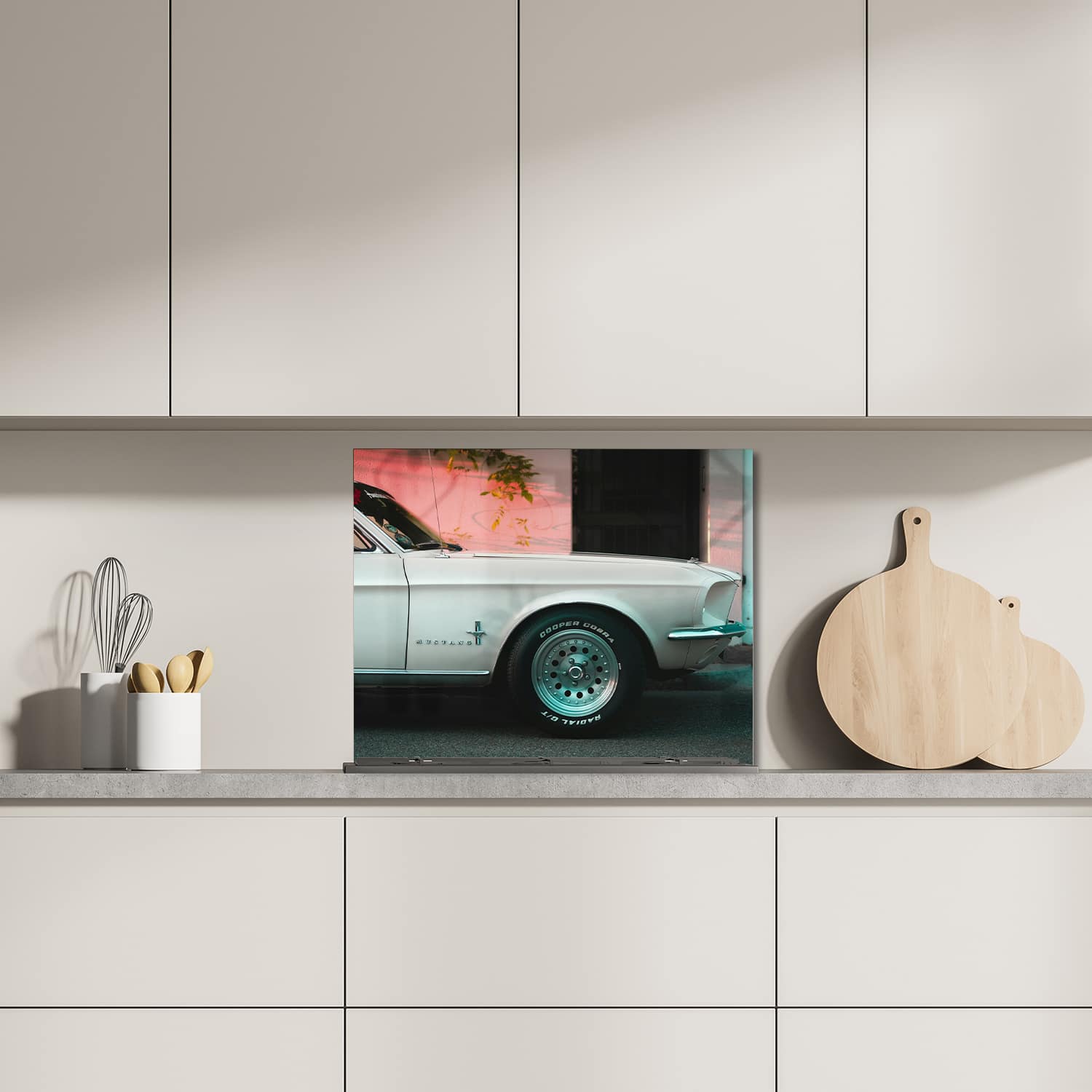 Eigen afmeting spatscherm-op-maat Keuken - Hittebestendig gehard glas - Ford Mustang