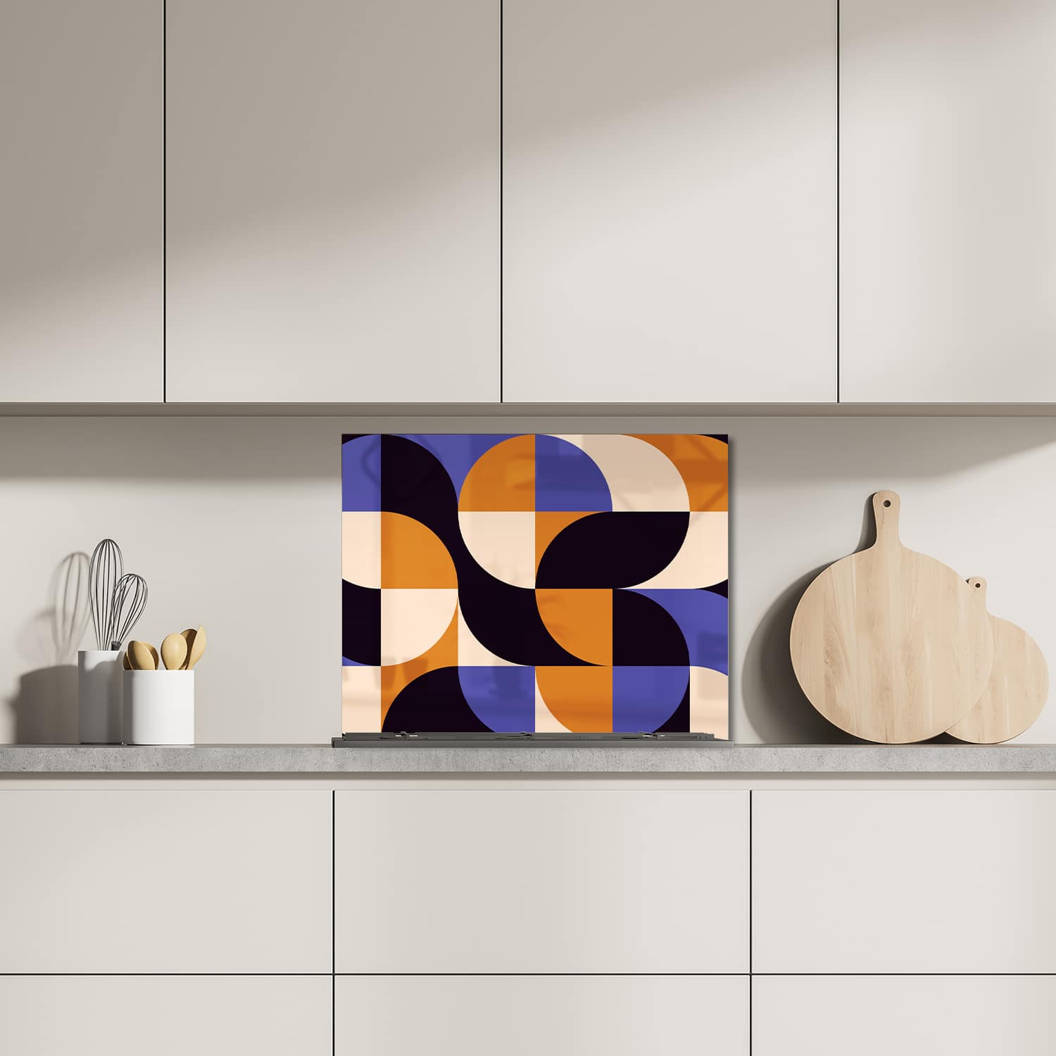 Eigen afmeting spatscherm-op-maat Keuken - Hittebestendig gehard glas - Kleurrijk Abstract Kunstwerk