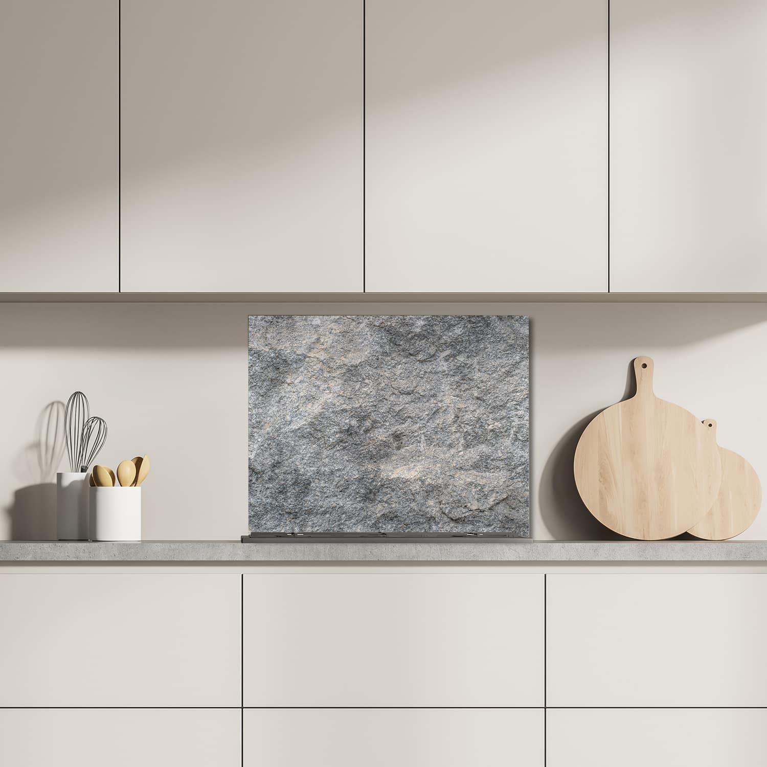 Eigen afmeting spatscherm-op-maat Keuken - Hittebestendig gehard glas - Graniet Steen Textuur