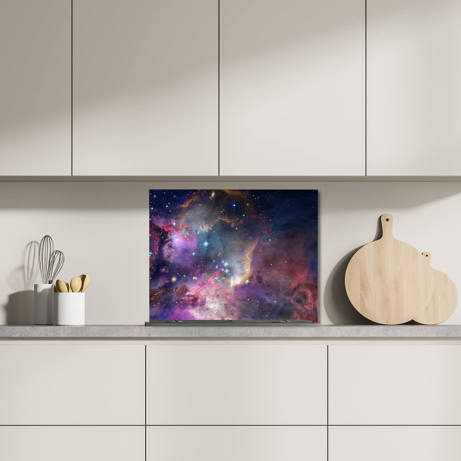 Eigen afmeting spatscherm-op-maat Keuken - Hittebestendig gehard glas - Kleuren van de Melkweg