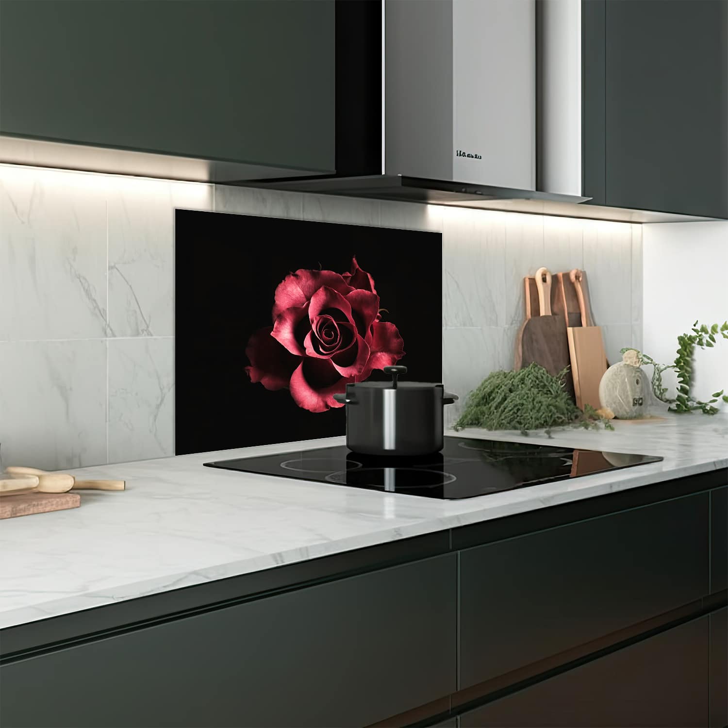 Eigen afmeting spatscherm-op-maat Keuken - Hittebestendig gehard glas - Fluwelen Roos