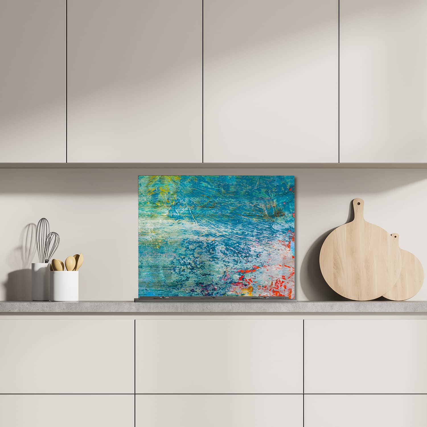 Eigen afmeting spatscherm-op-maat Keuken - Hittebestendig gehard glas - Helder Olieverfpalet