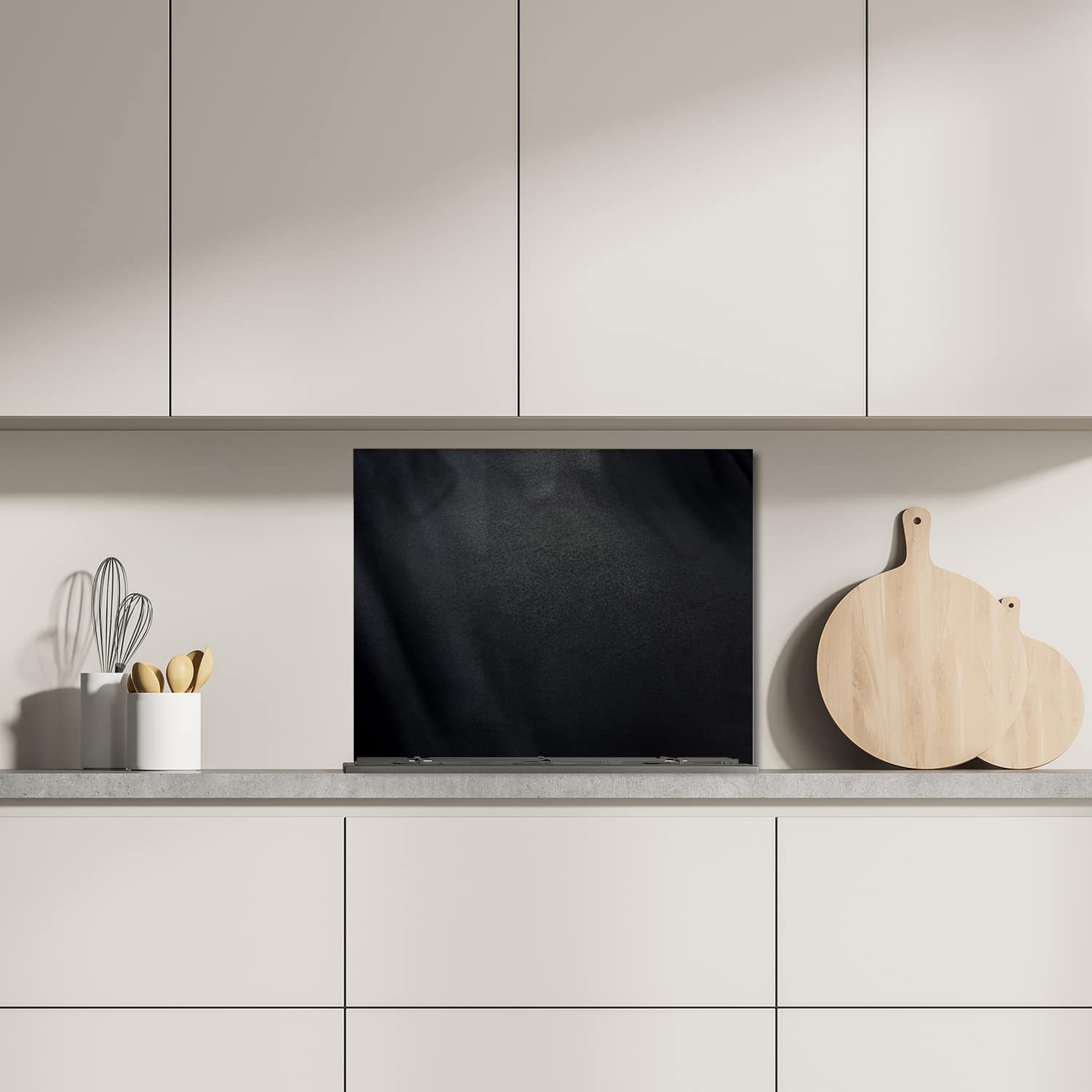 Eigen afmeting spatscherm-op-maat Keuken - Hittebestendig gehard glas - Zwart Stof