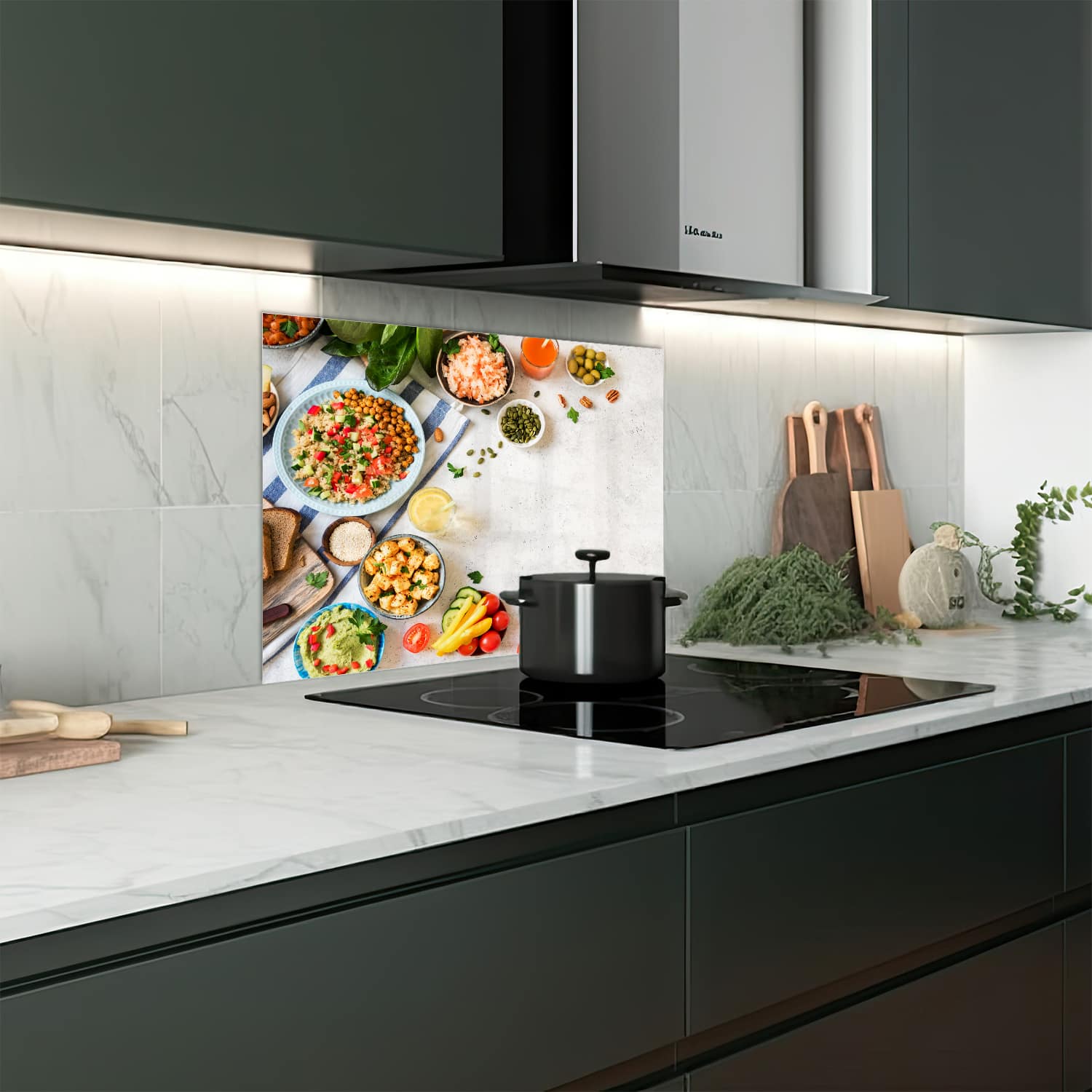 Eigen afmeting spatscherm-op-maat Keuken - Hittebestendig gehard glas - Verse Smaken