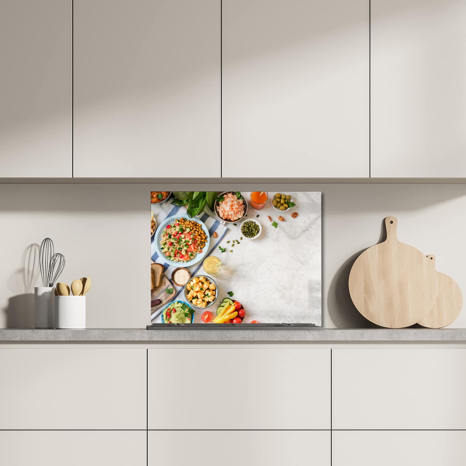 Eigen afmeting spatscherm-op-maat Keuken - Hittebestendig gehard glas - Verse Smaken