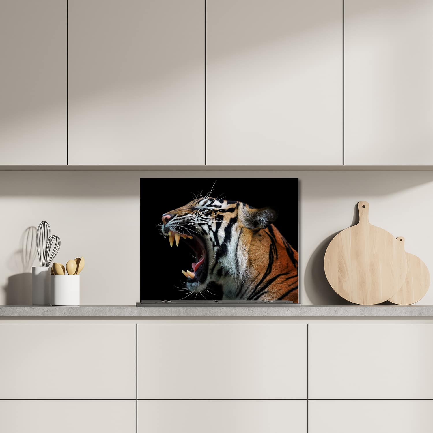 Eigen afmeting spatscherm-op-maat Keuken - Hittebestendig gehard glas - Kop van Sumateraanse Tijger