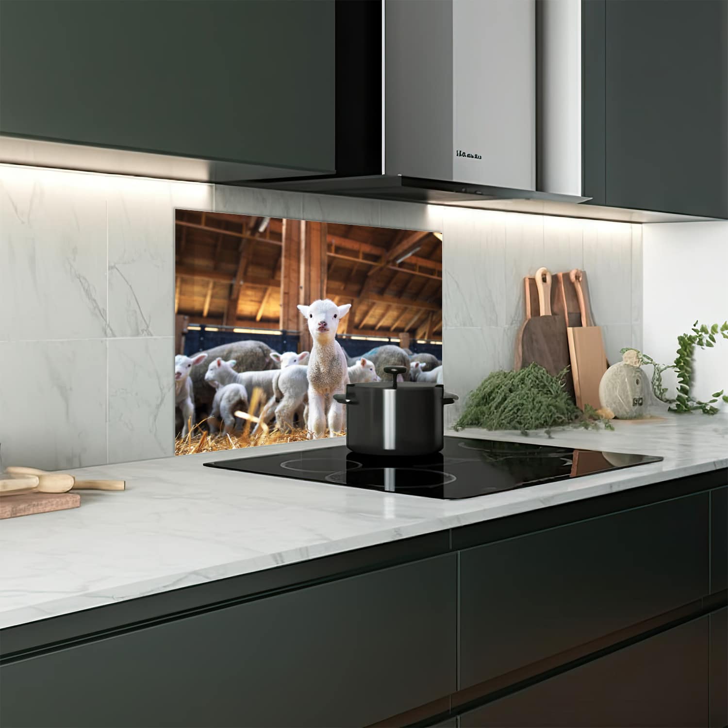 Eigen afmeting spatscherm-op-maat Keuken - Hittebestendig gehard glas - Lammetje