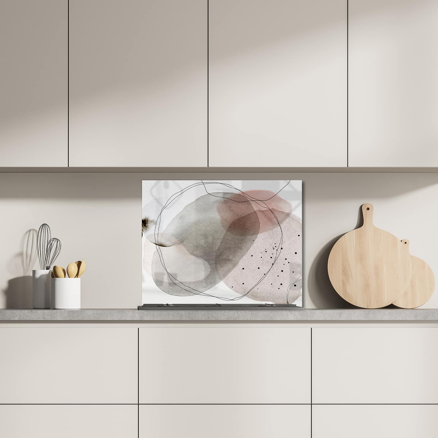 Eigen afmeting spatscherm-op-maat Keuken - Hittebestendig gehard glas - Abstract Waterverf Ontwerp