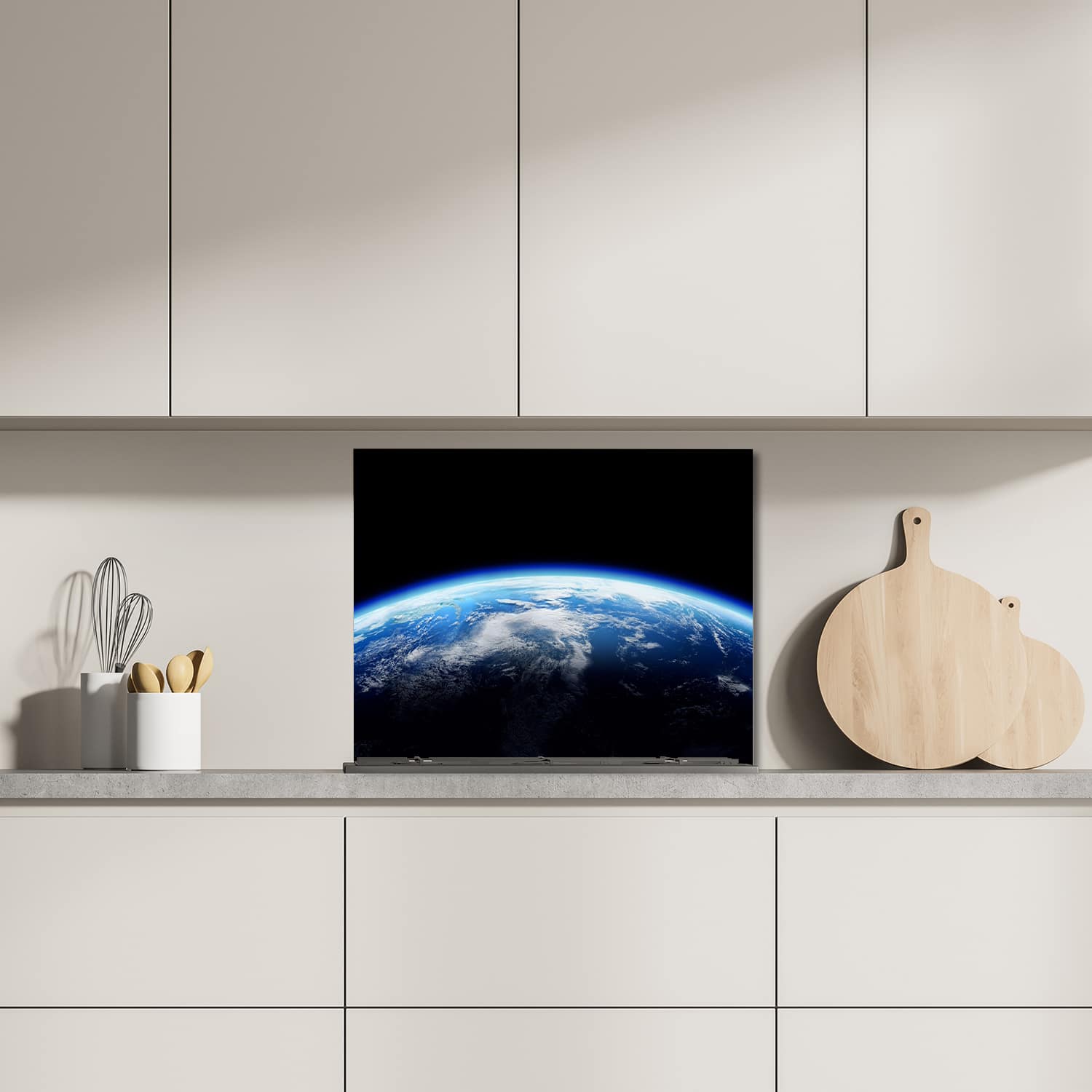 Eigen afmeting spatscherm-op-maat Keuken - Hittebestendig gehard glas - Planeet Aarde