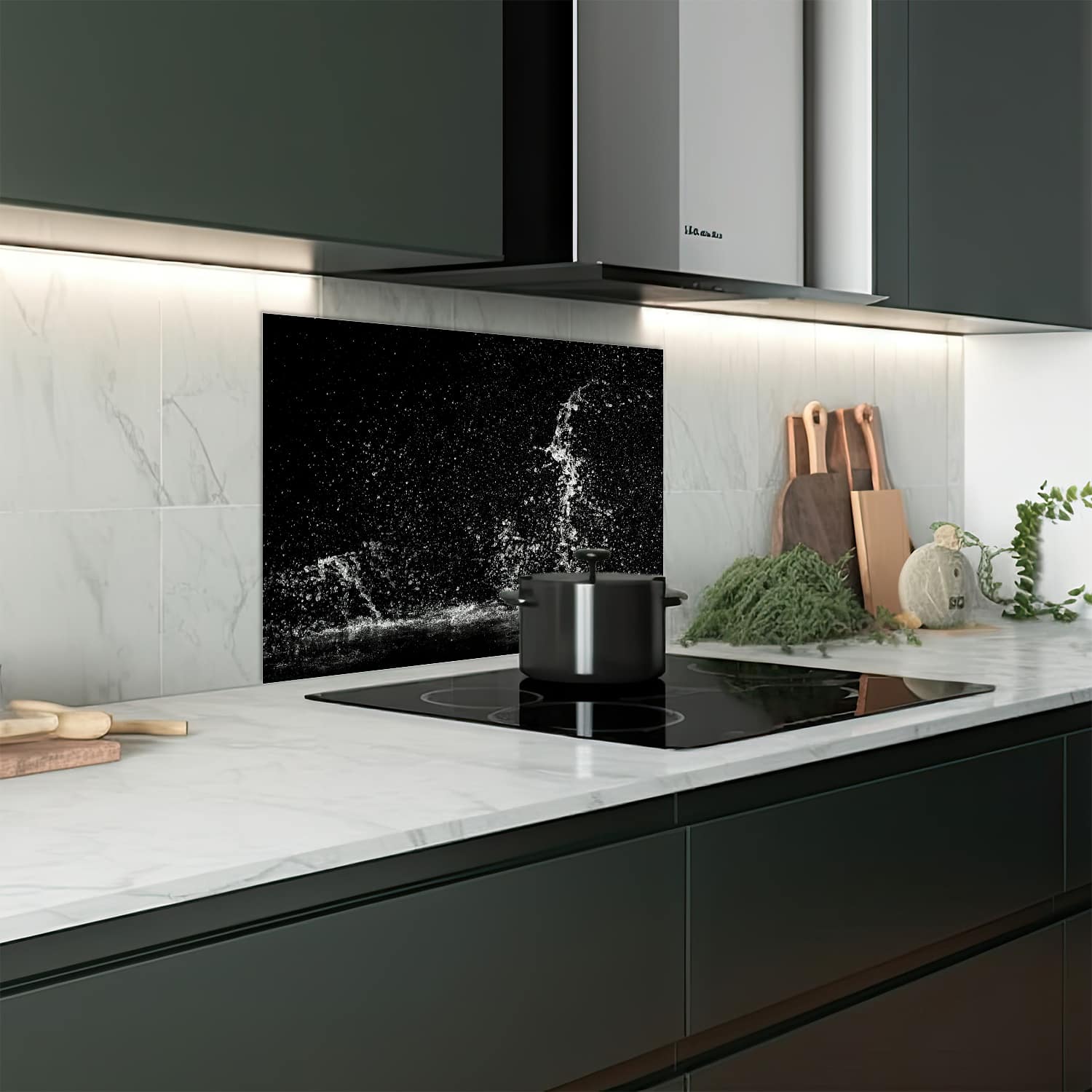 Eigen afmeting spatscherm-op-maat Keuken - Hittebestendig gehard glas - Splash