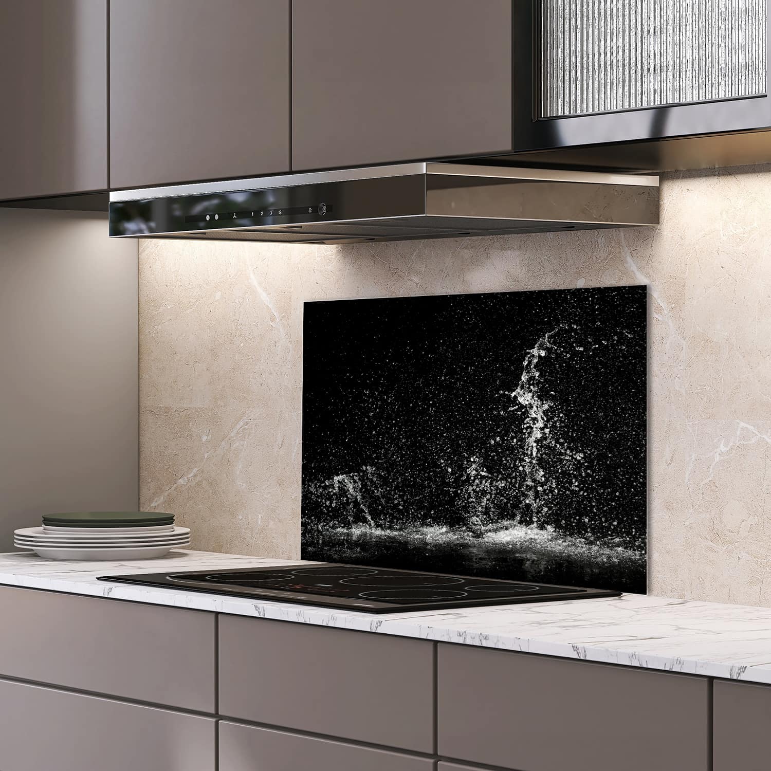 Eigen afmeting spatscherm-op-maat Keuken - Hittebestendig gehard glas - Splash