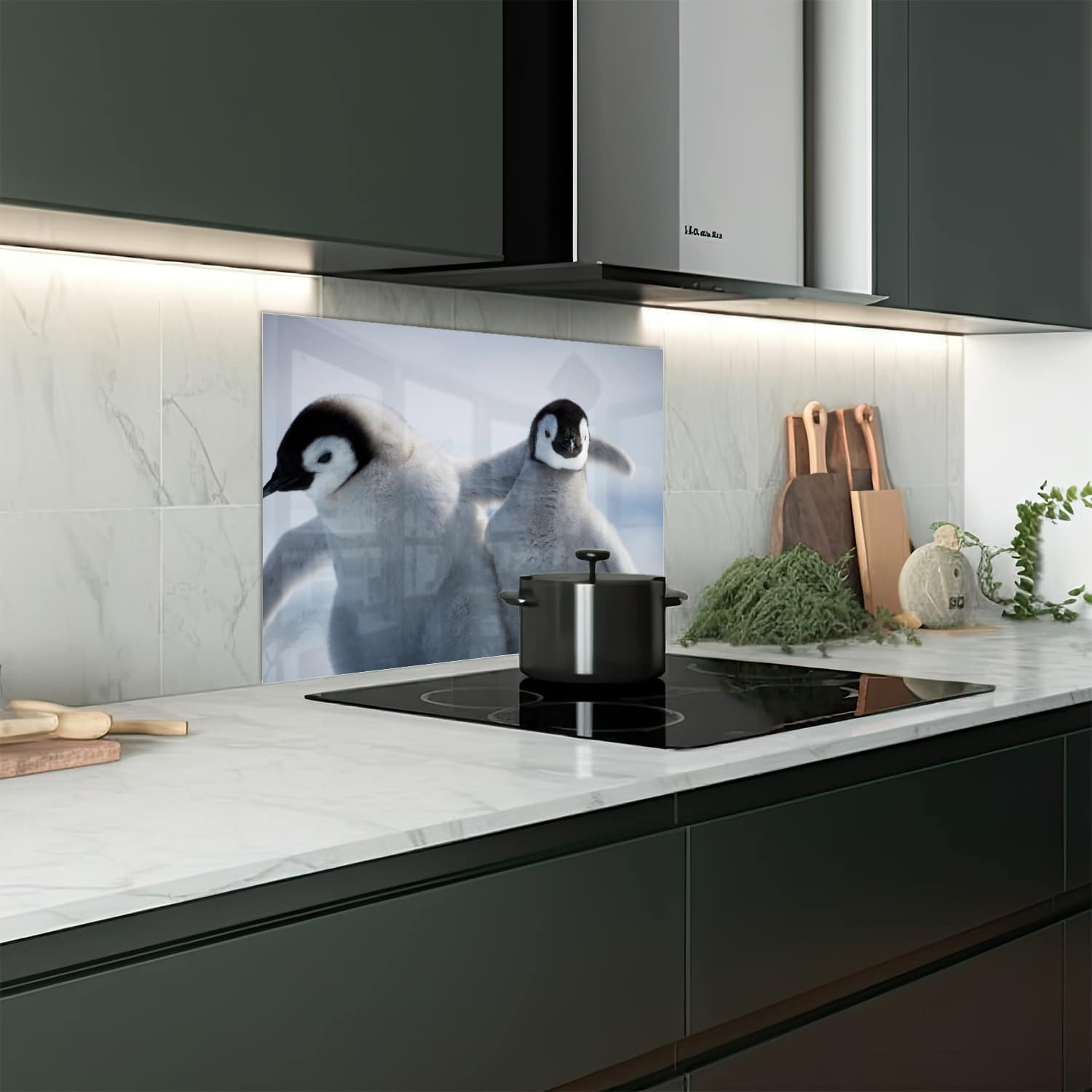 Eigen afmeting spatscherm-op-maat Keuken - Hittebestendig gehard glas - Keizerspingun Kuikens