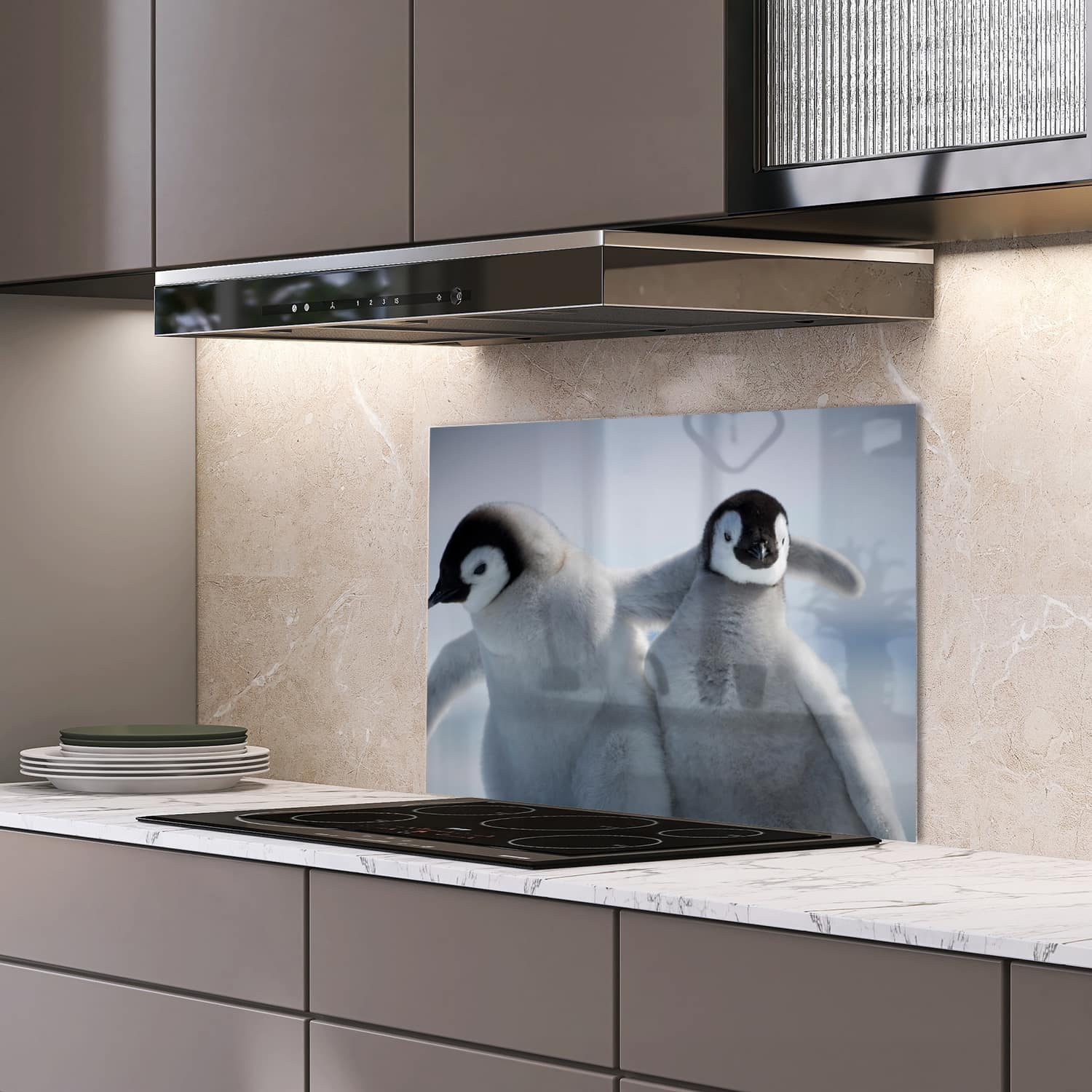 Eigen afmeting spatscherm-op-maat Keuken - Hittebestendig gehard glas - Keizerspingun Kuikens