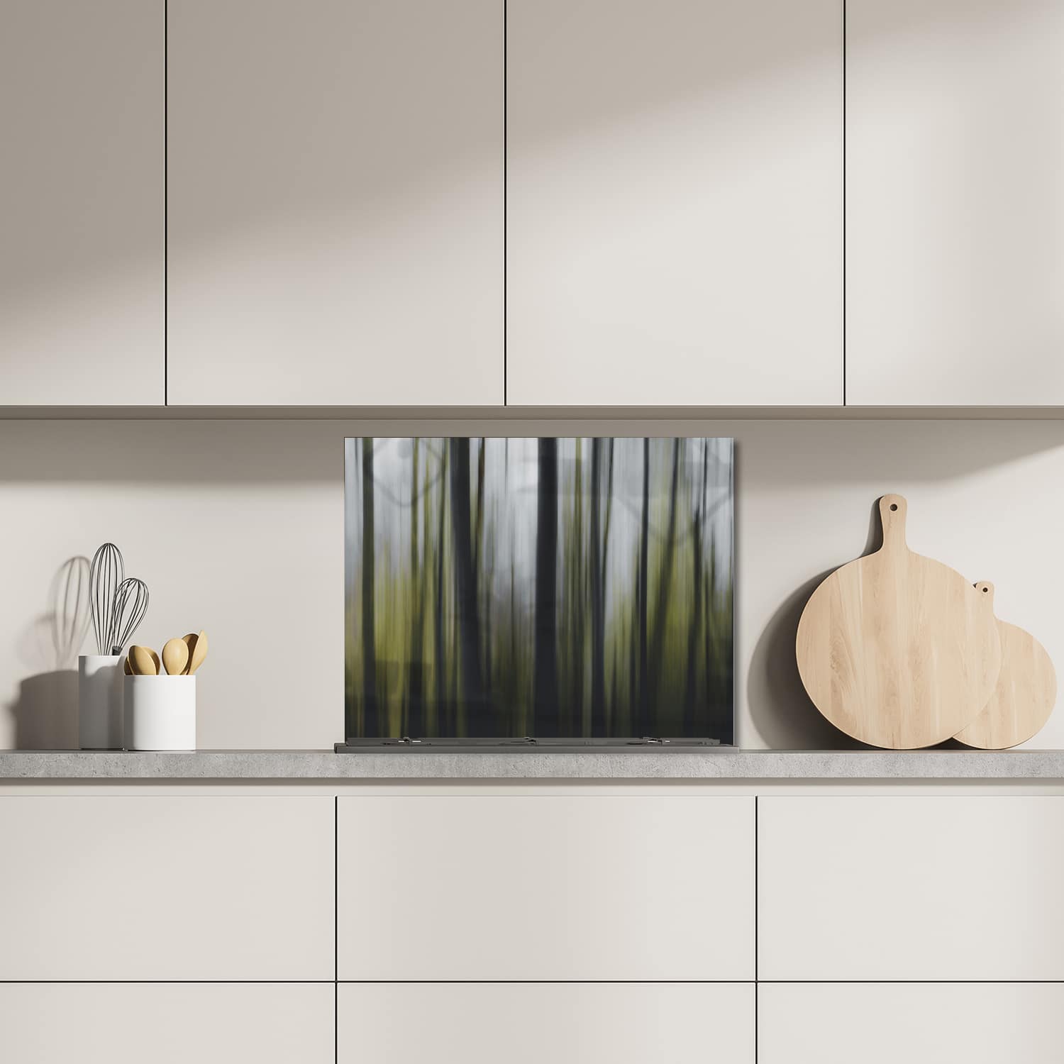 Eigen afmeting spatscherm-op-maat Keuken - Hittebestendig gehard glas - Abstract Boslandschap