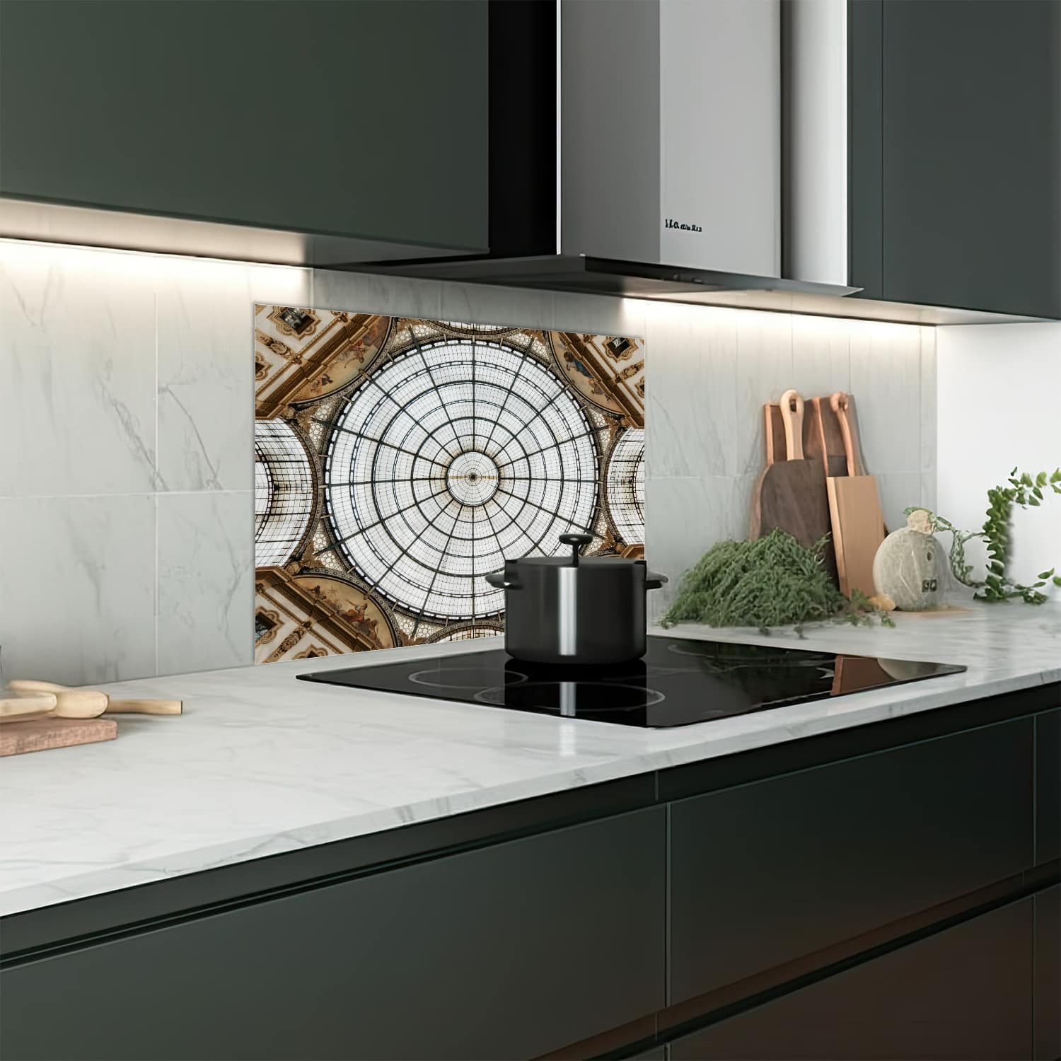 Eigen afmeting spatscherm-op-maat Keuken - Hittebestendig gehard glas - Historische Architectuur