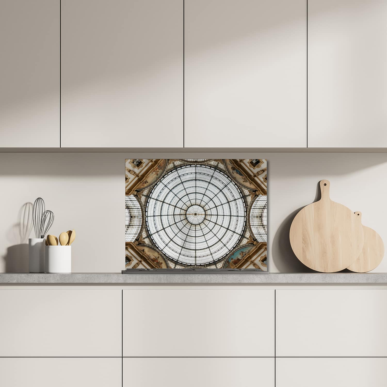 Eigen afmeting spatscherm-op-maat Keuken - Hittebestendig gehard glas - Historische Architectuur