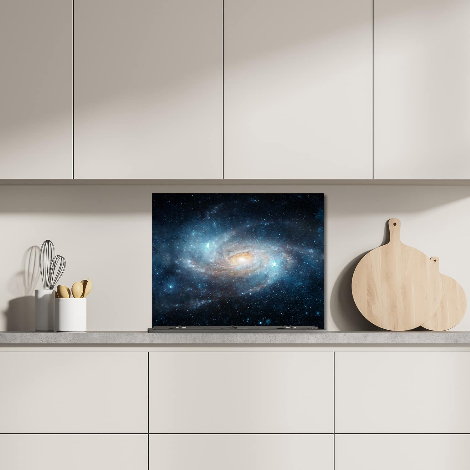 Eigen afmeting spatscherm-op-maat Keuken - Hittebestendig gehard glas - Spiraalvormig Sterrenstelsel