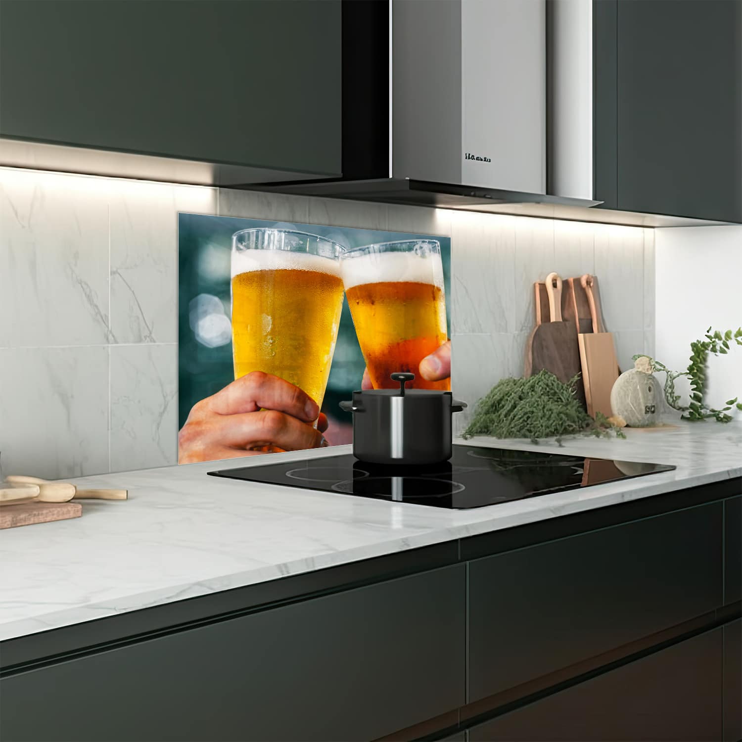 Eigen afmeting spatscherm-op-maat Keuken - Hittebestendig gehard glas - Klinkende Glazen