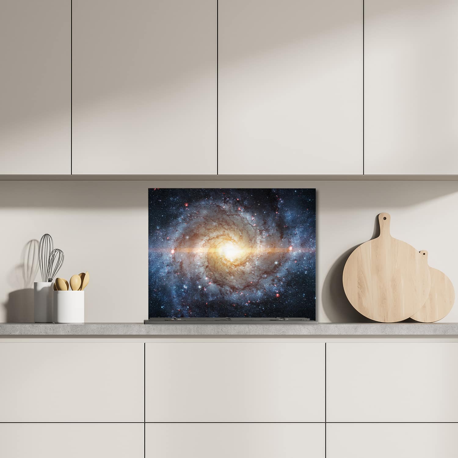 Eigen afmeting spatscherm-op-maat Keuken - Hittebestendig gehard glas - Nevel tussen de Sterren