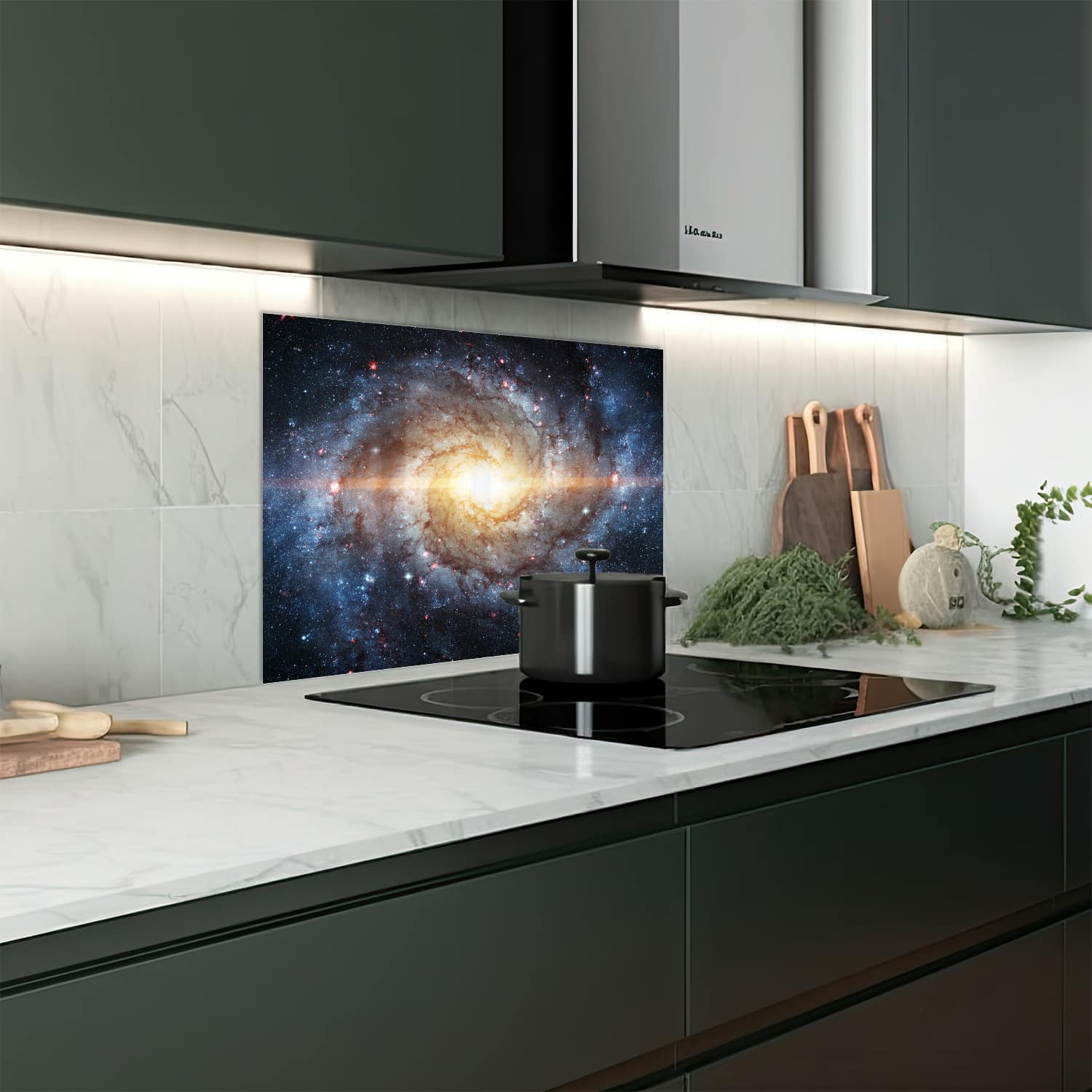 Eigen afmeting spatscherm-op-maat Keuken - Hittebestendig gehard glas - Nevel tussen de Sterren